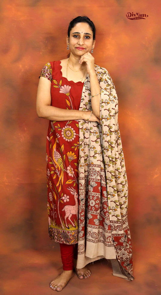 DC203 | Pure Cotton Kalamkari Dress Materials – 2 Piece Sets