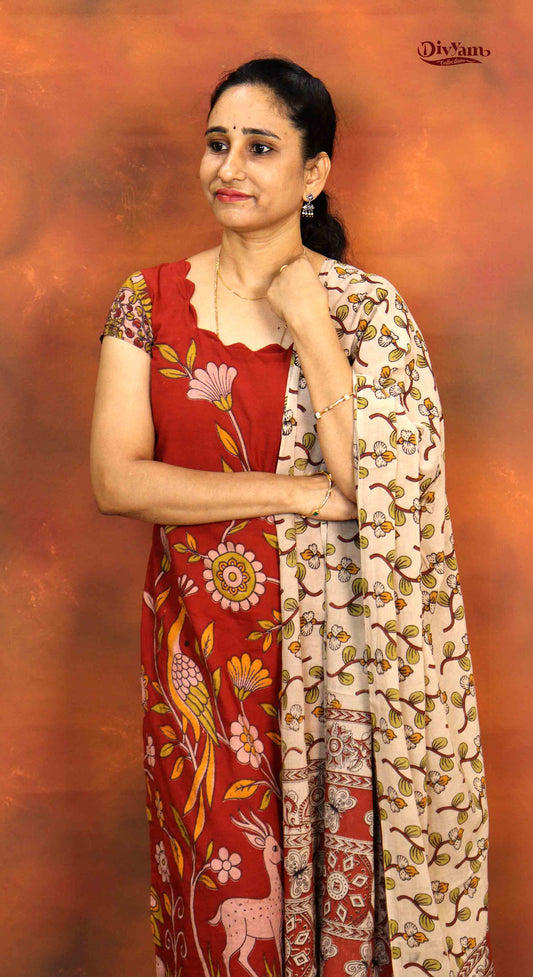 DC203 | Pure Cotton Kalamkari Dress Materials – 2 Piece Sets