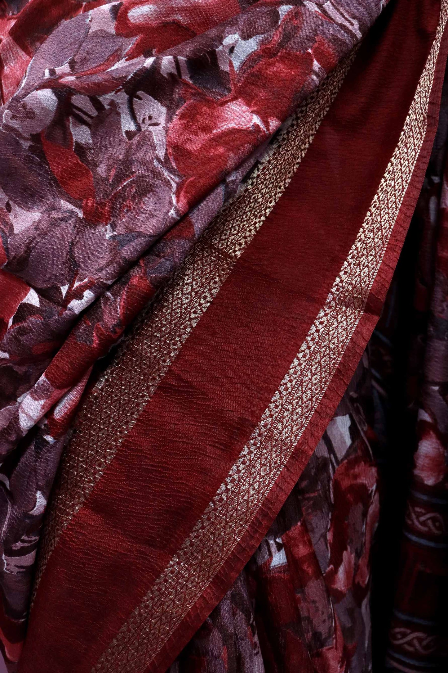 DC104 | Fancy Crushed Silk Saree with Contrast Gap Border & Running Blouse | Premium Soft Lightweight Saree