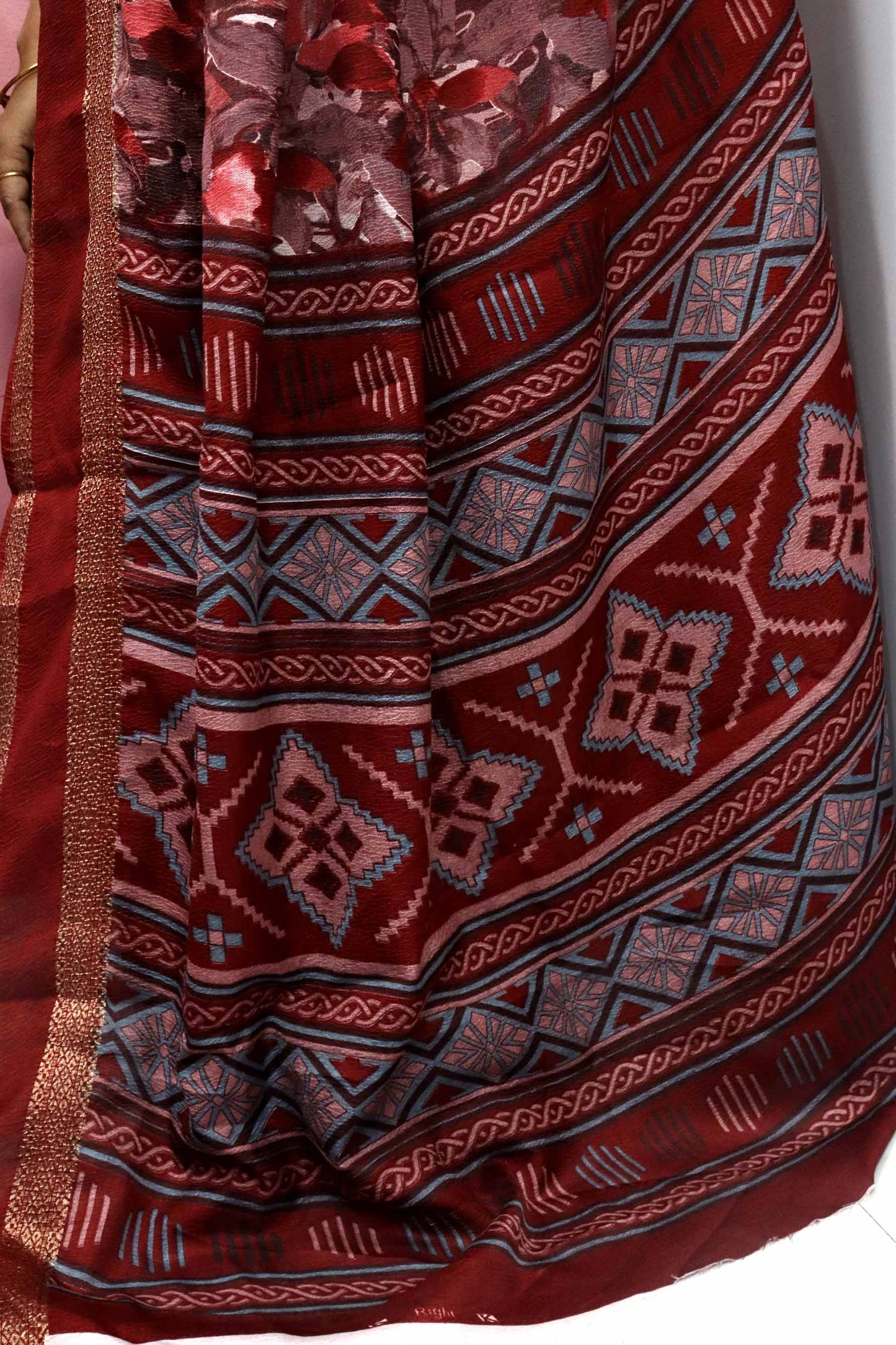 DC104 | Fancy Crushed Silk Saree with Contrast Gap Border & Running Blouse | Premium Soft Lightweight Saree