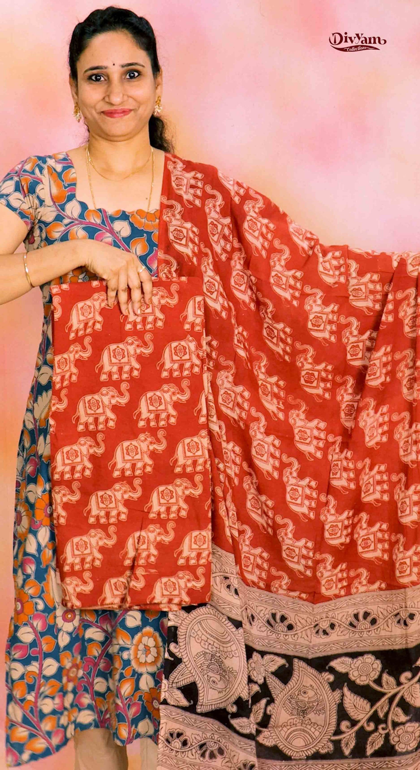 DC219 | Pure Cotton Dress Materials with Kalamkari  Print – 2 Piece Sets
