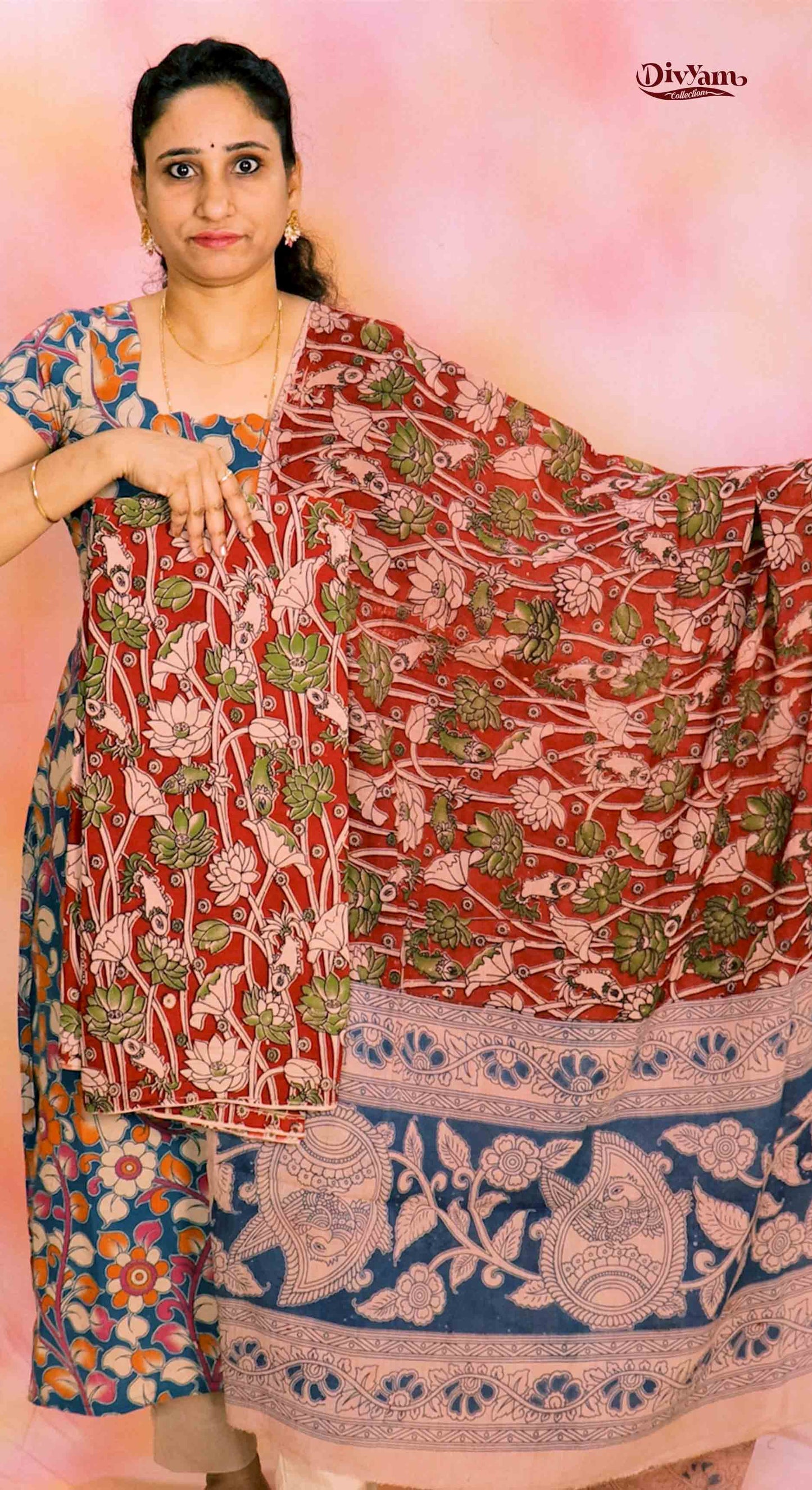 DC219 | Pure Cotton Dress Materials with Kalamkari  Print – 2 Piece Sets