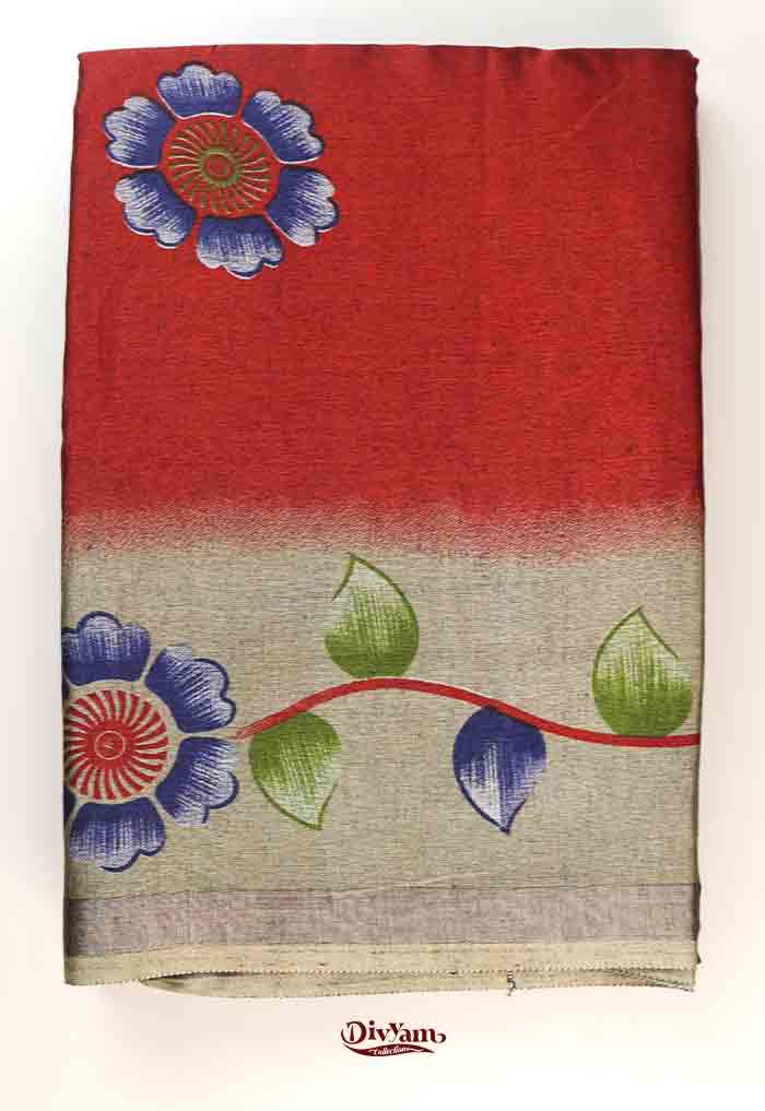 DC306 | Soft Modal Silk Saree with Brush-Painted Floral Print