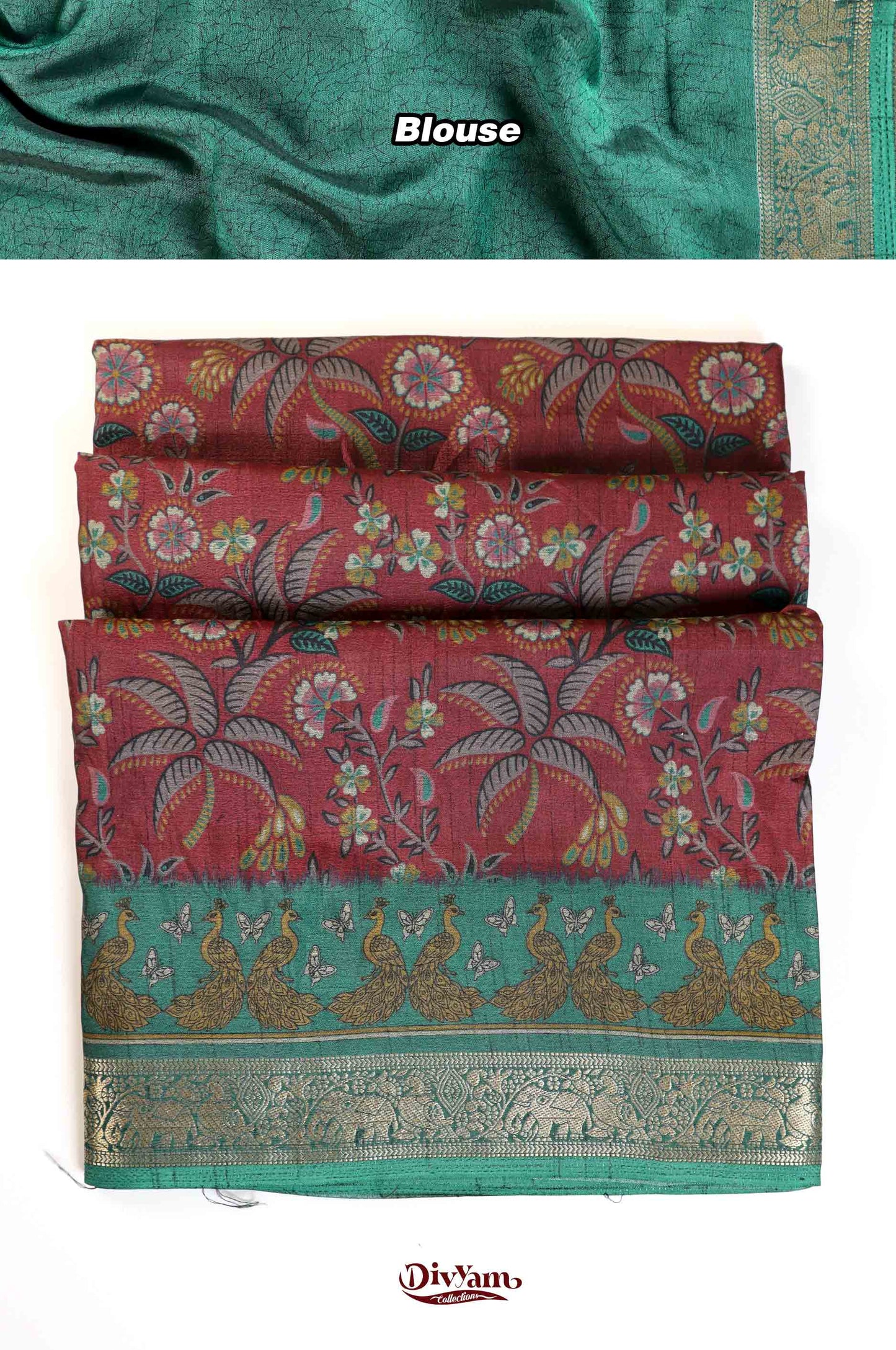 Maheshwari Silk Saree with Kalamkari Print & Narayanpet Border | DC242