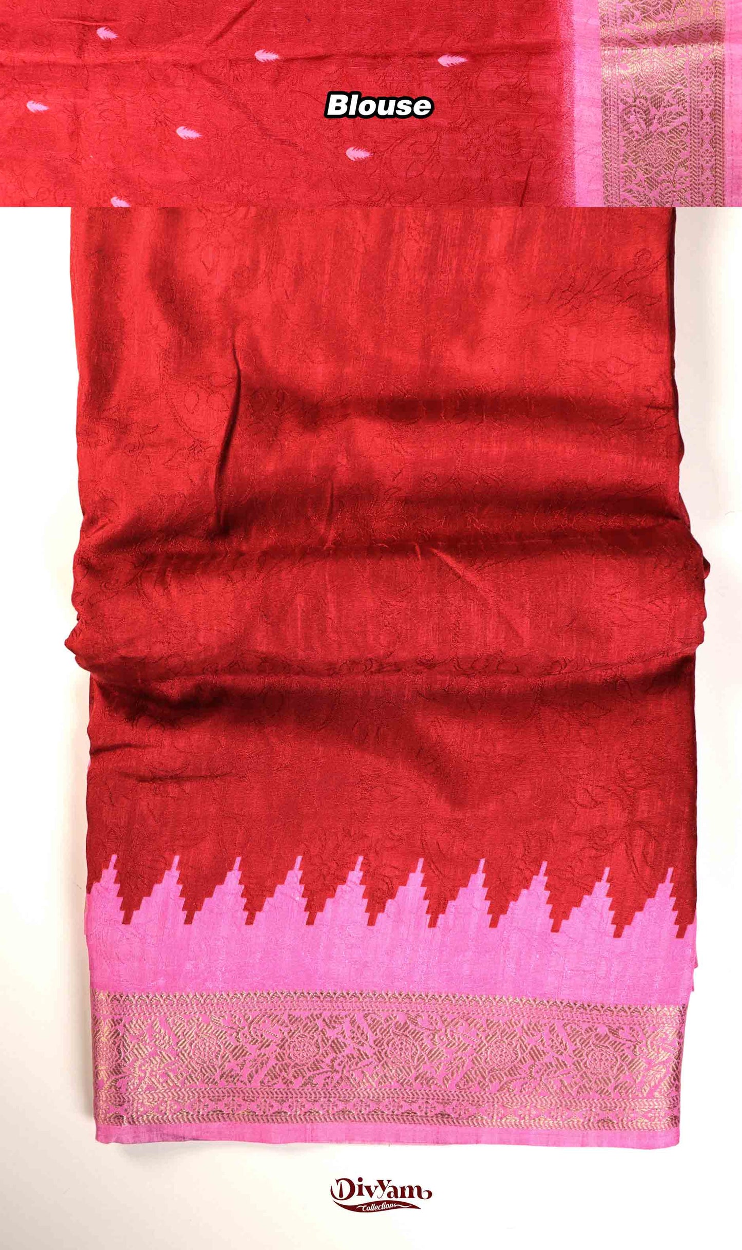 DC224 | Fancy Soft Silk Saree with bottom Temple steps and Zari Border