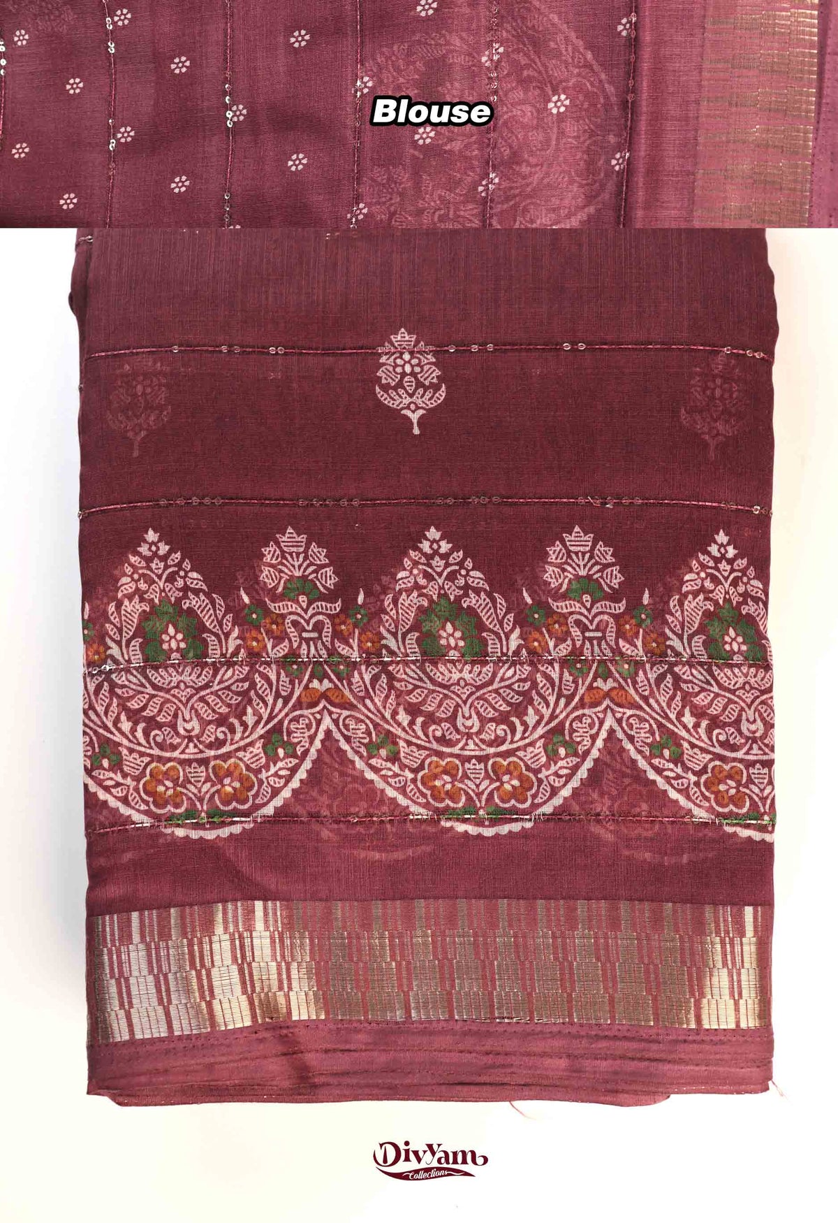 DC290 | Fancy Silk Saree with All-Over Sequin Embroidery & Running Blouse