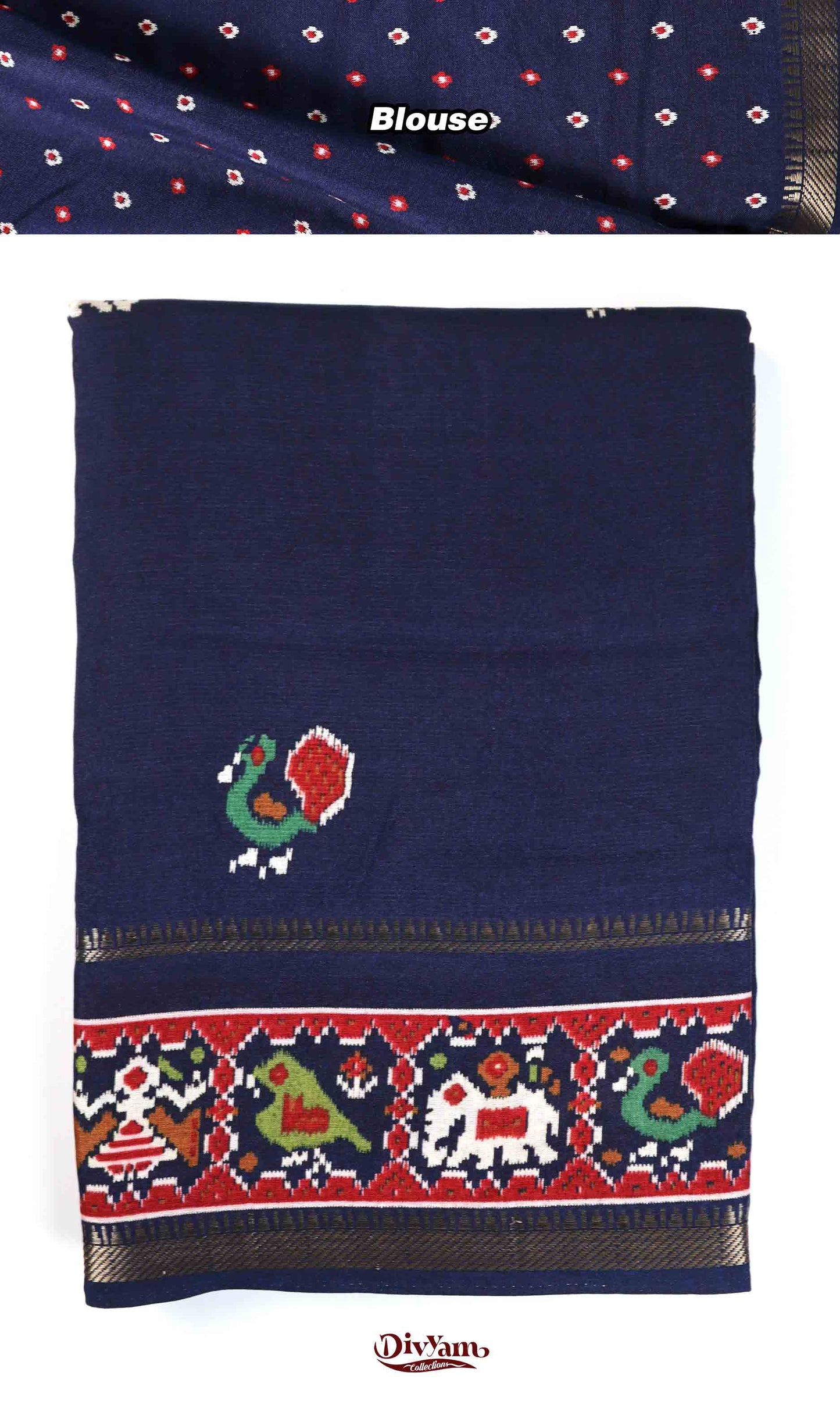 DC238 | Soft Silk Saree with Patola Design & Zari Temple Gap Border