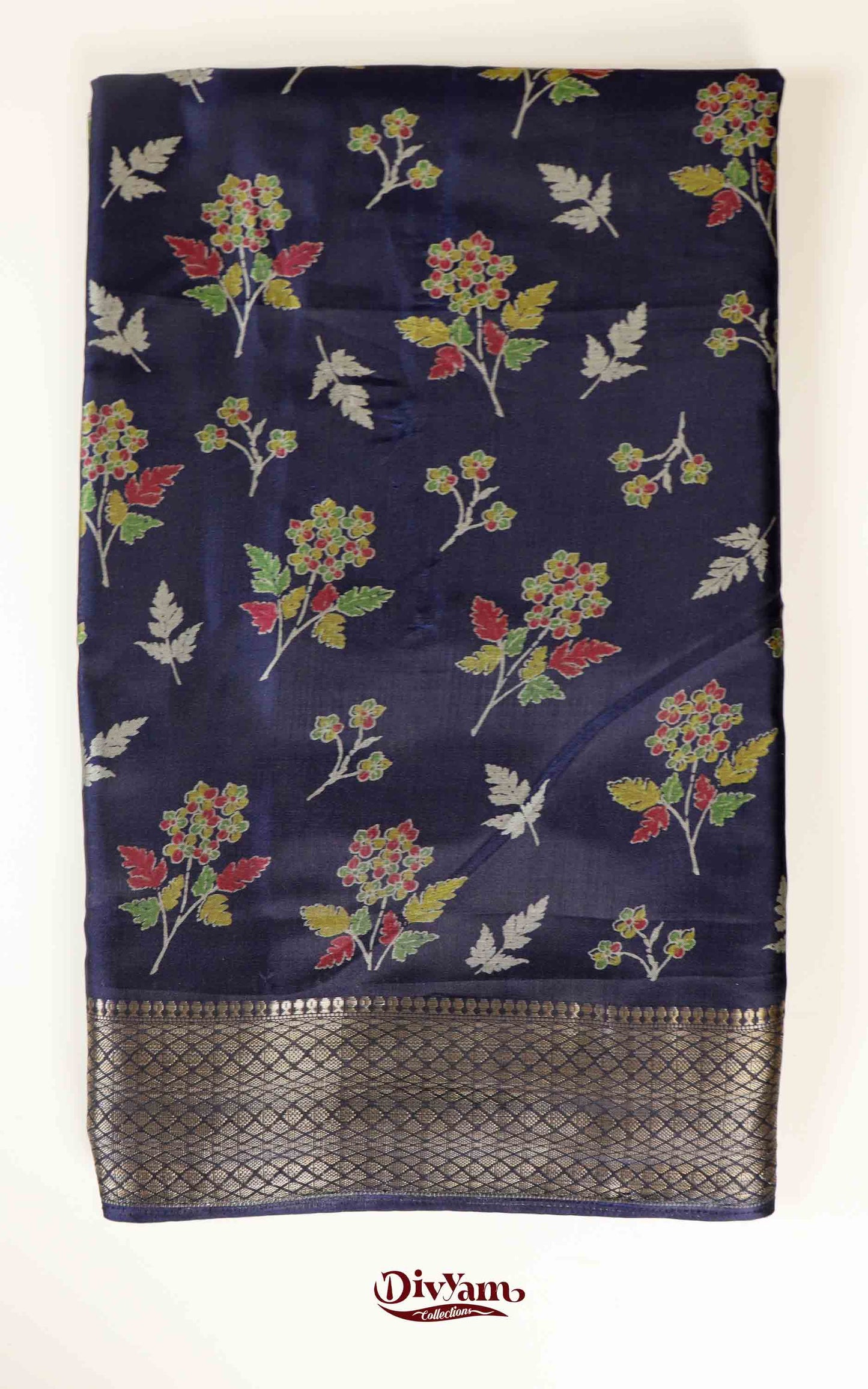 DC168 | Budget Fancy Silk Saree with Floral Design & Jacquard Temple Border | 8 Colours Collection