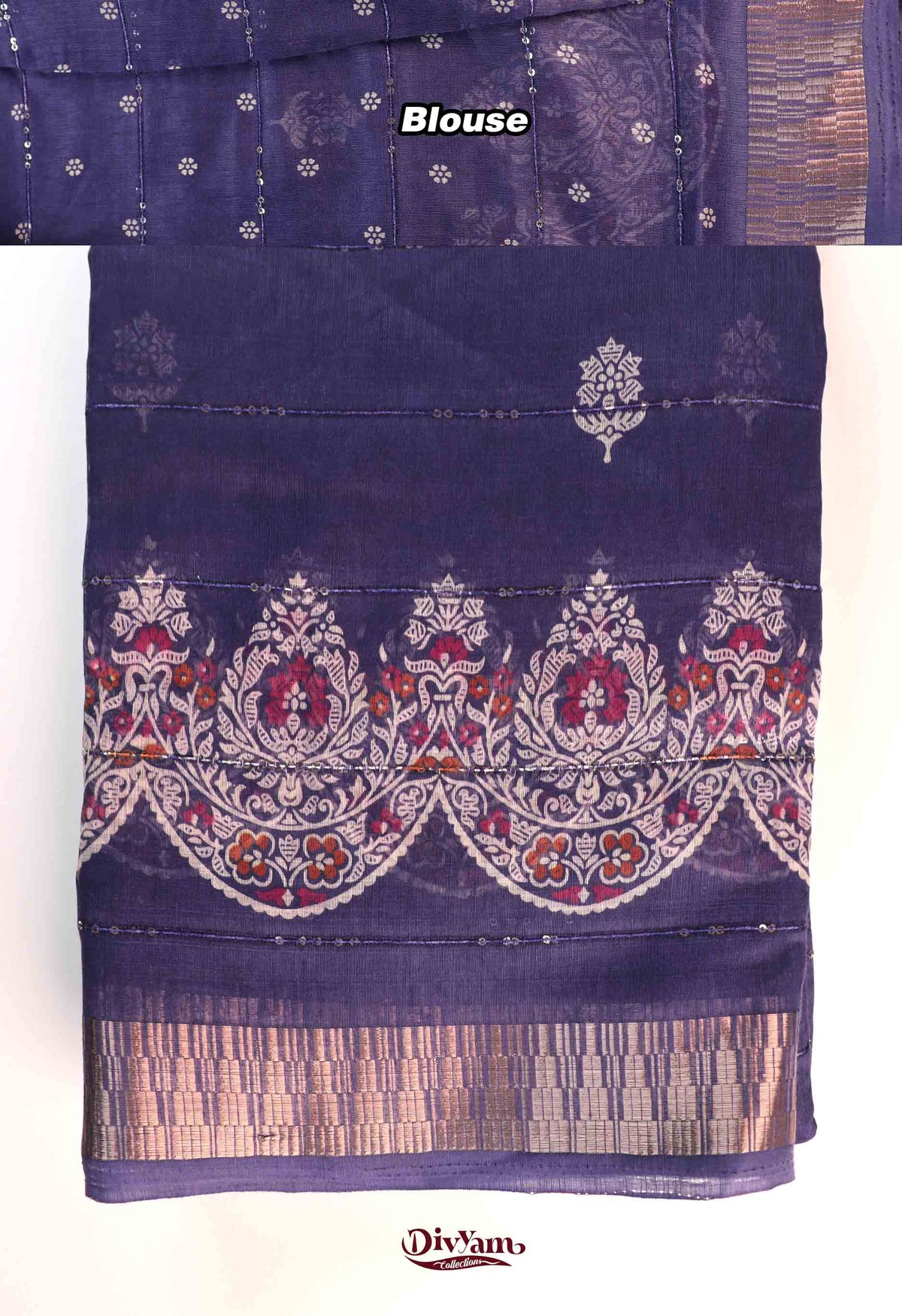 DC290 | Fancy Silk Saree with All-Over Sequin Embroidery & Running Blouse