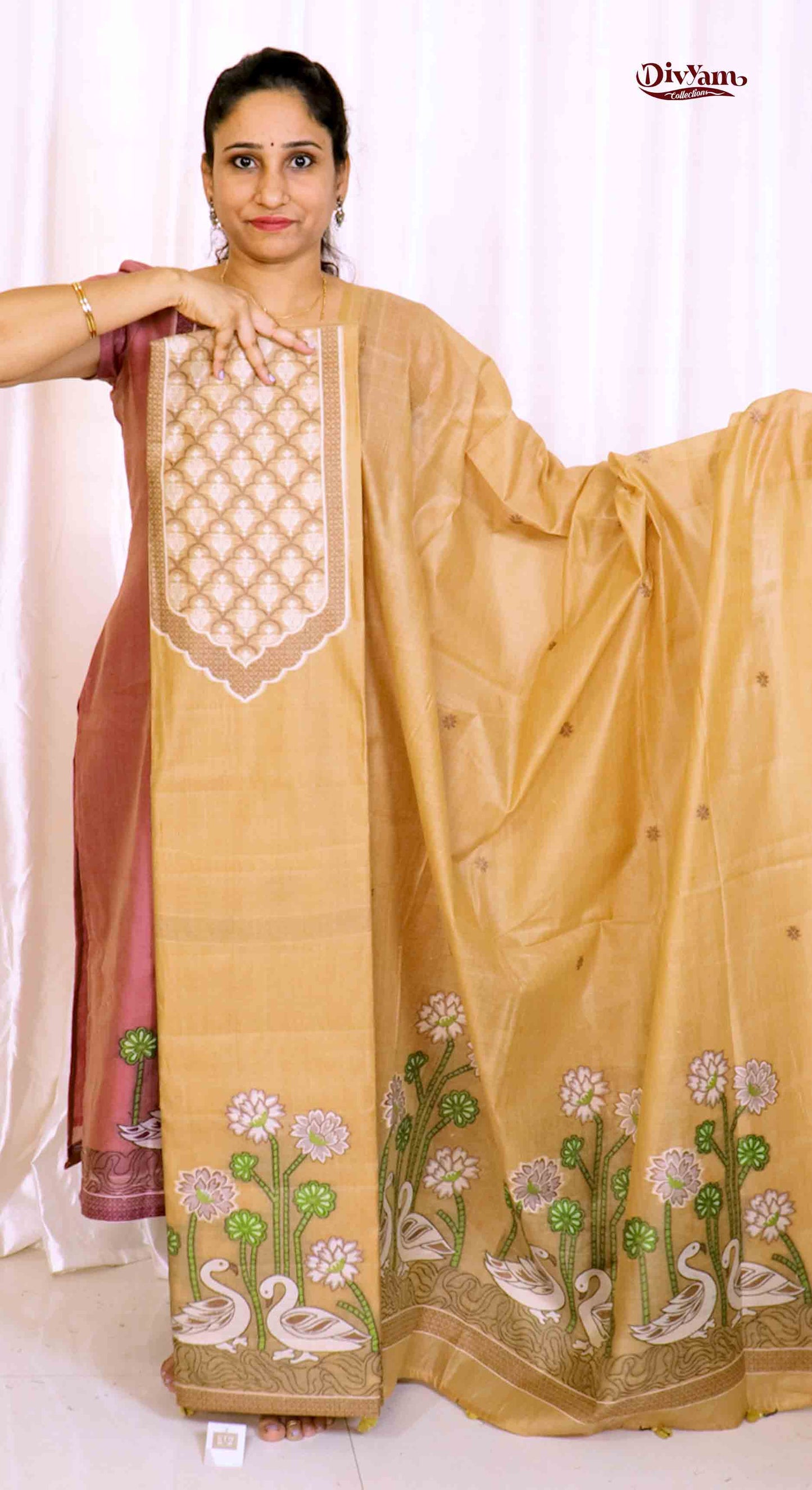 DC206 | Pure Jamdhani Cotton Linen 3 Piece Dress Material Sets