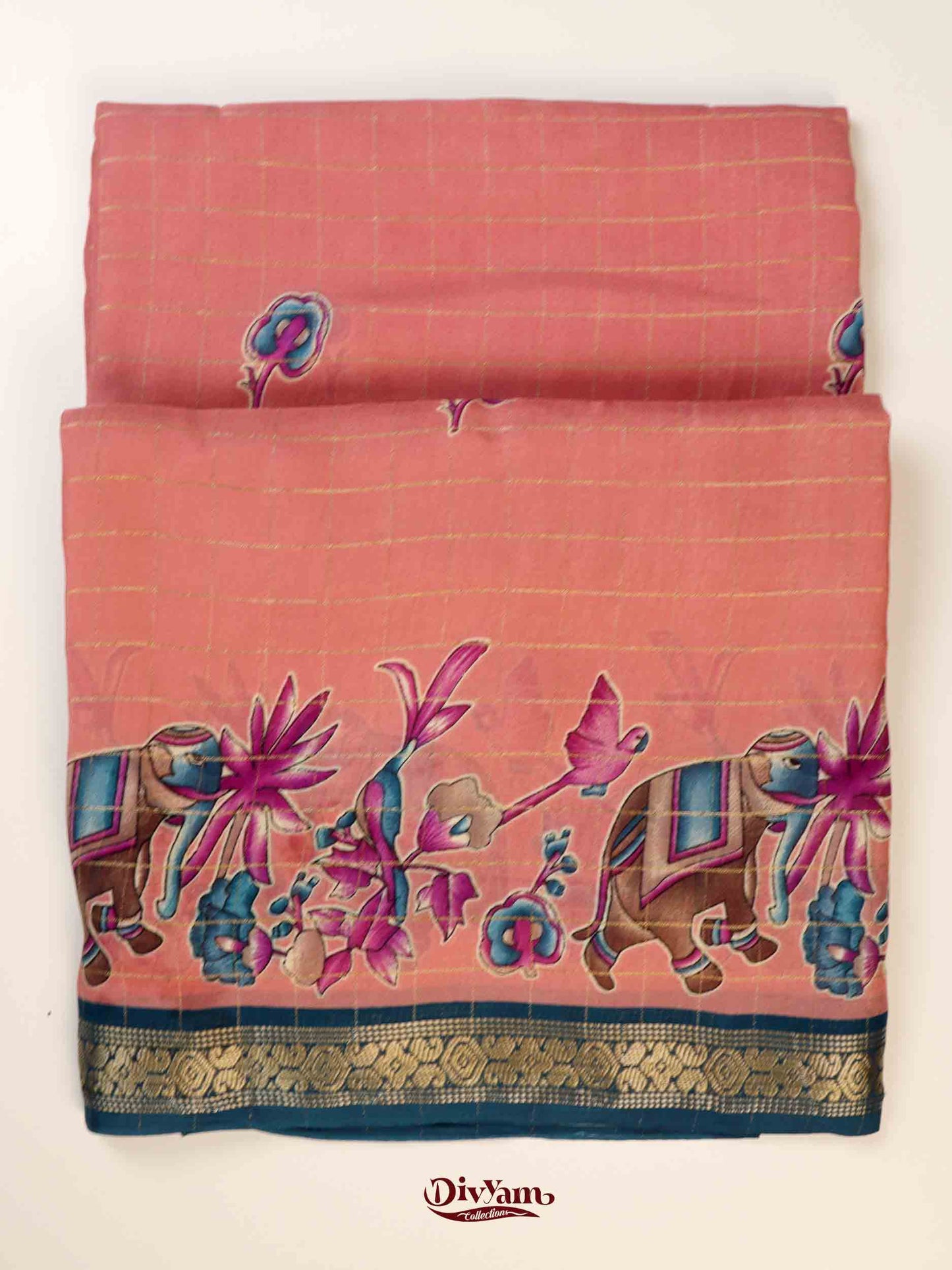 DC252 | Premium Crepe Saree with Zari Checks & Grand Zari Border