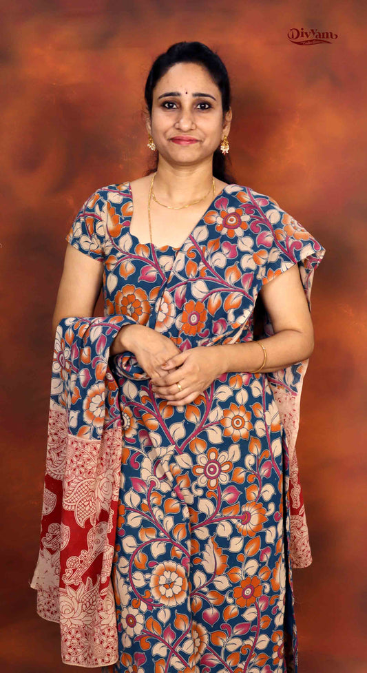 DC219 | Pure Cotton Dress Materials with Kalamkari  Print – 2 Piece Sets