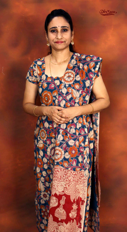DC219 | Pure Cotton Dress Materials with Kalamkari  Print – 2 Piece Sets