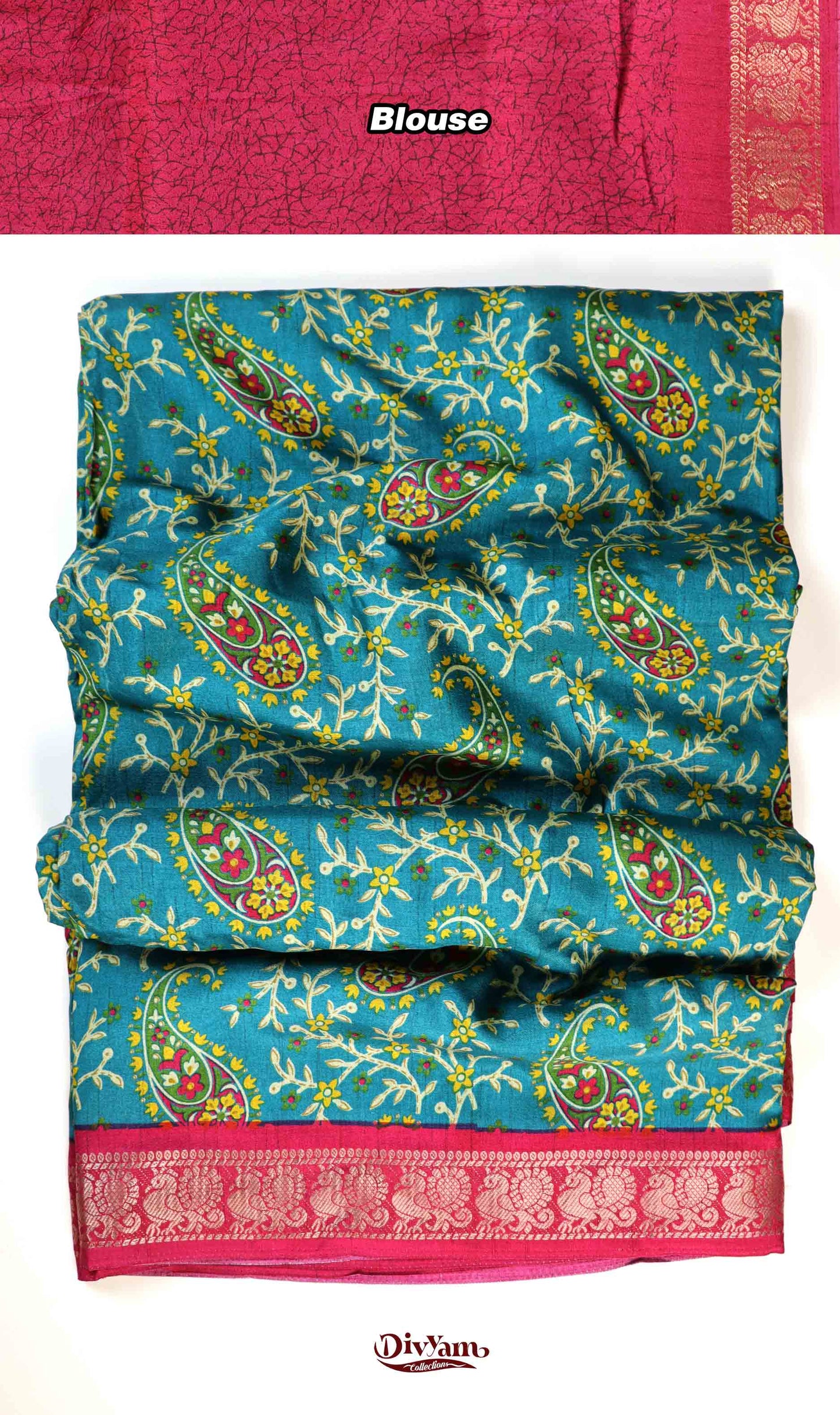 DC216 | Mango Design Saree with Narayanpet Border & Contrast Blouse