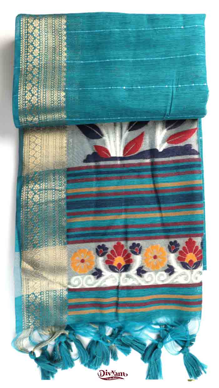 DC325 | Linen Jamdani Saree with Meenakari Paithani-Inspired Design