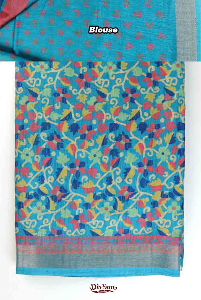 DC317 | Soft Fancy Silk Saree with Floral Design & Running Blouse