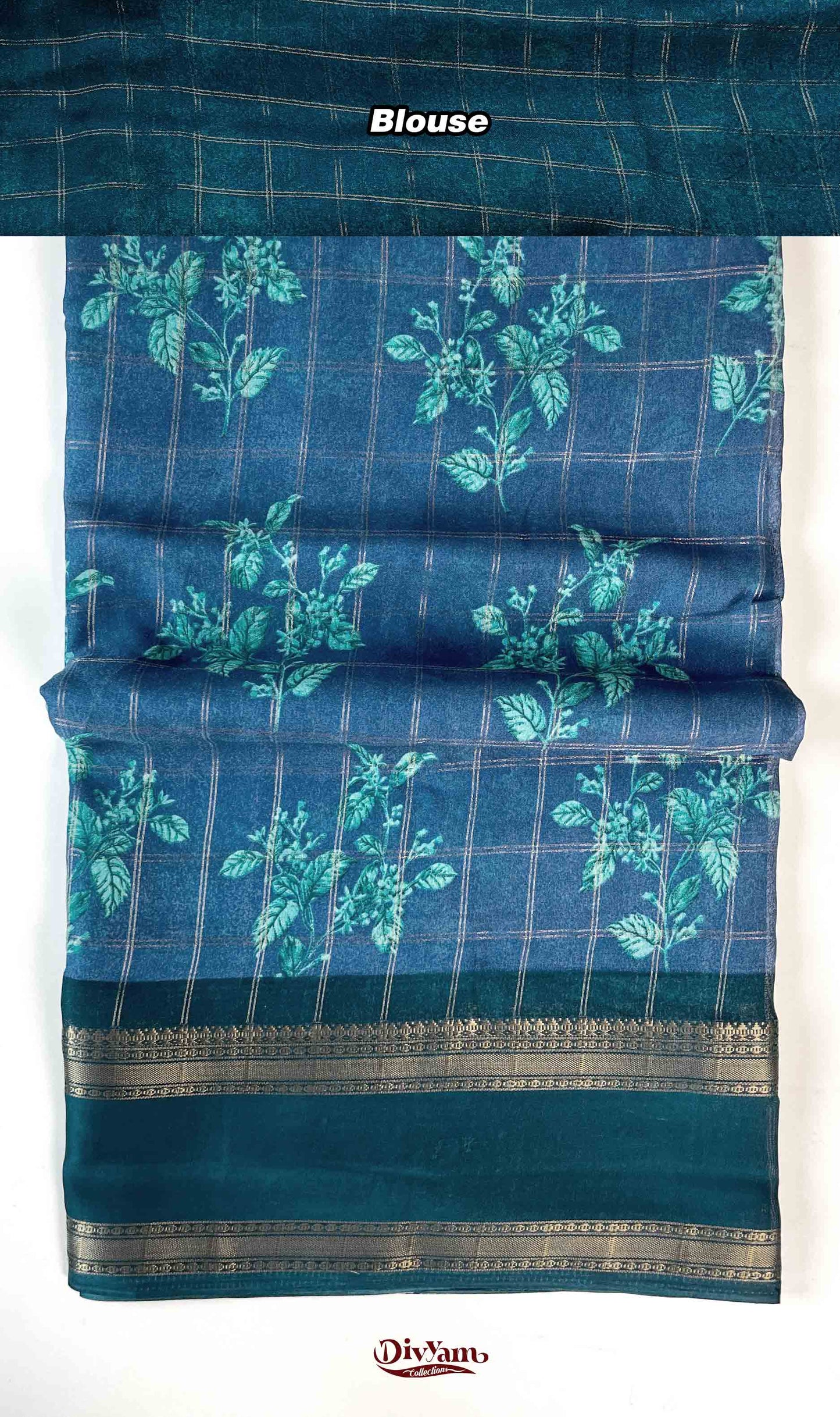DC187 | Fancy Soft Georgette Saree with All Over Zari Checks & Contrast Border | Flowing Drapes Collection