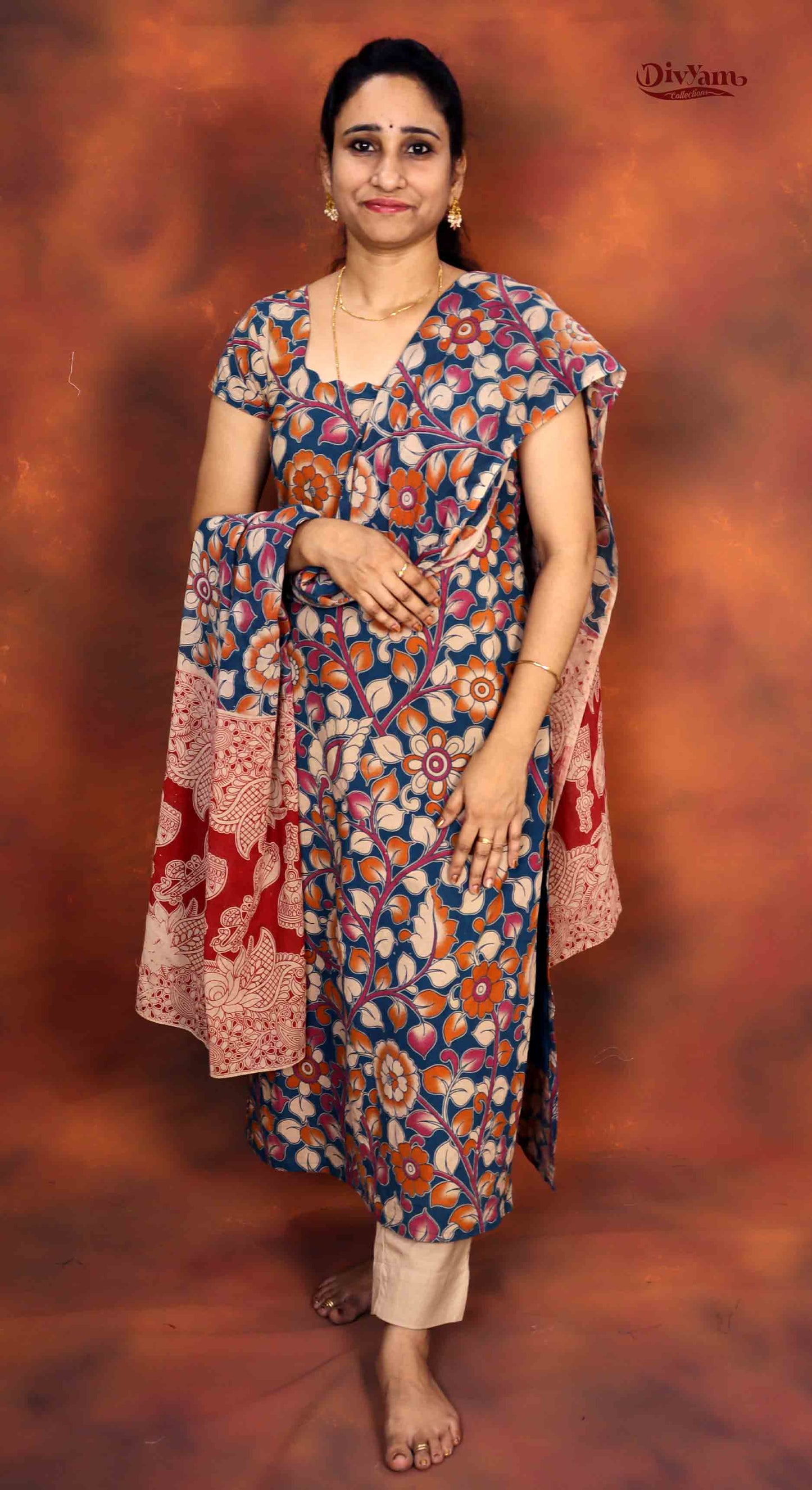 DC219 | Pure Cotton Dress Materials with Kalamkari  Print – 2 Piece Sets