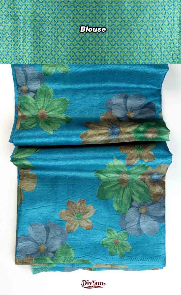 DC318 | Semi Tussar Crepe Saree with Floral Design with Running Blouse