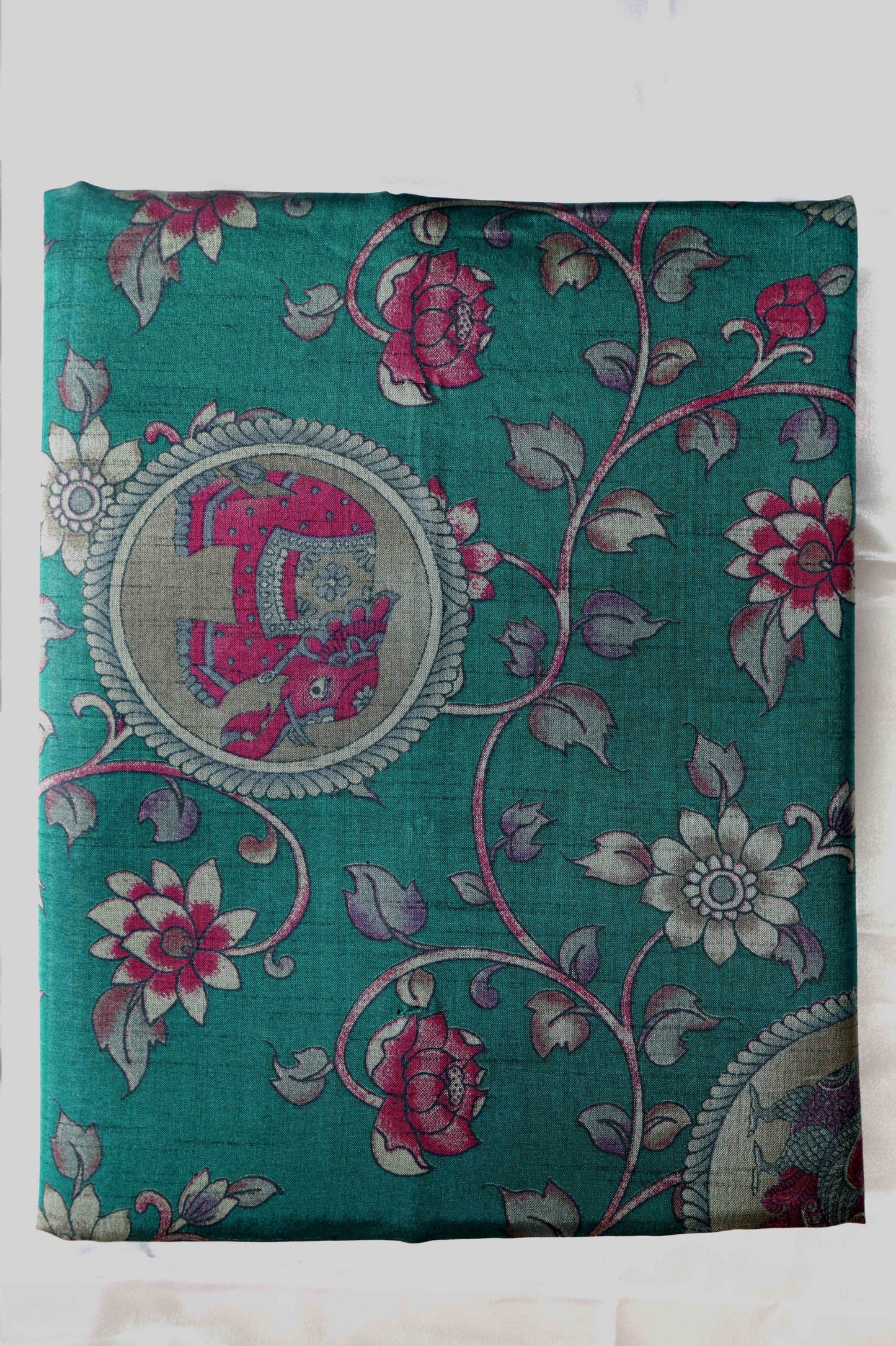 II Maheshwari Silk Saree with Narayana Pattu Border – Sea Green with Magenta Border