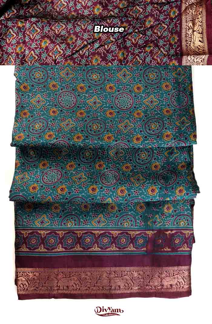 DC322 | Maheshwari Silk Saree with Geometric Design & Running Blouse