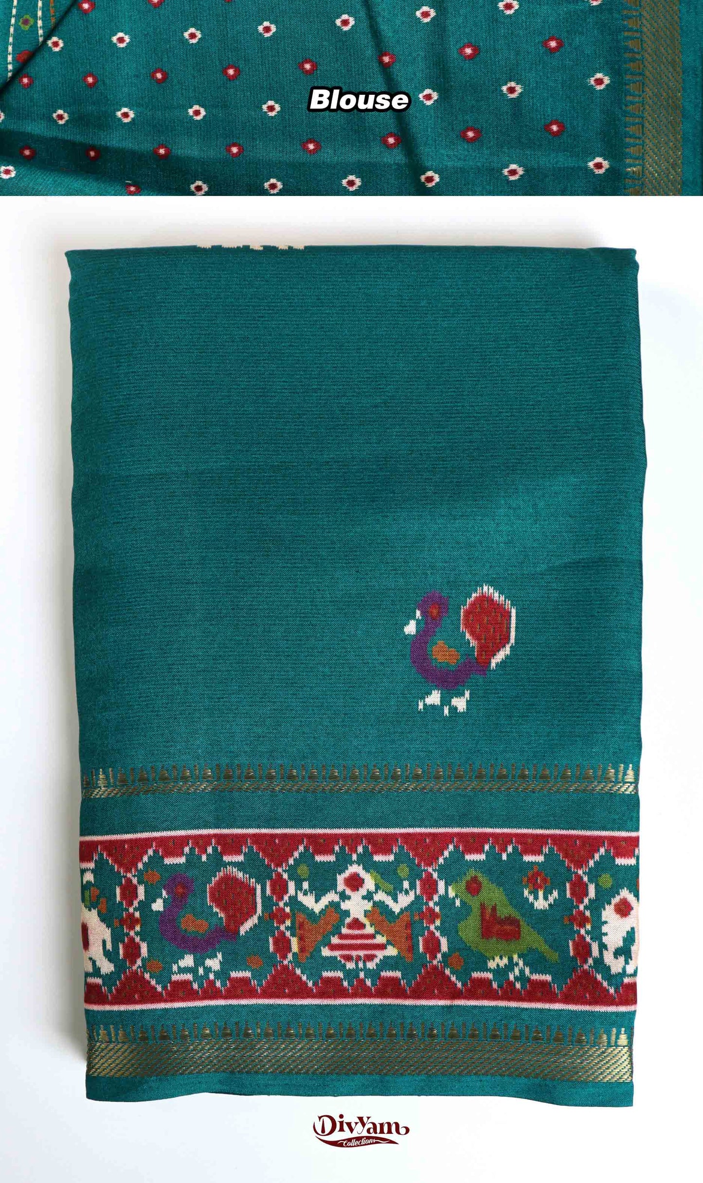 DC238 | Soft Silk Saree with Patola Design & Zari Temple Gap Border