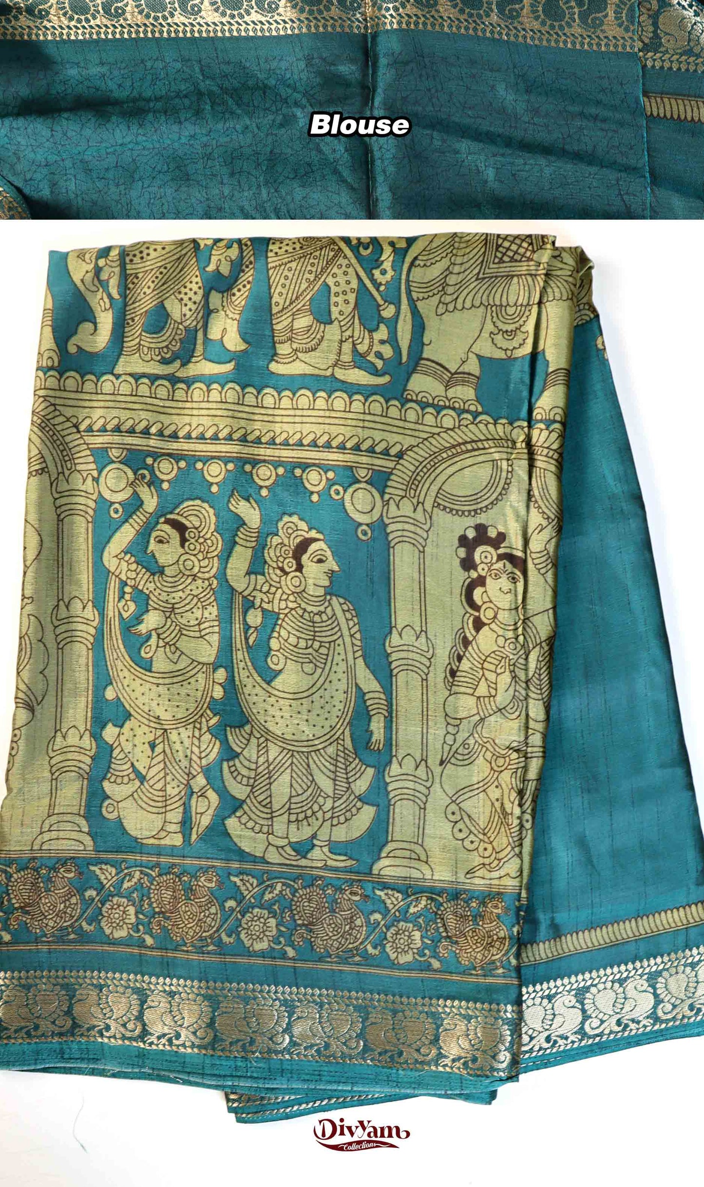 DC198 | Maheshwari Silk Pen Kalamkari Saree with Narayanpet Border