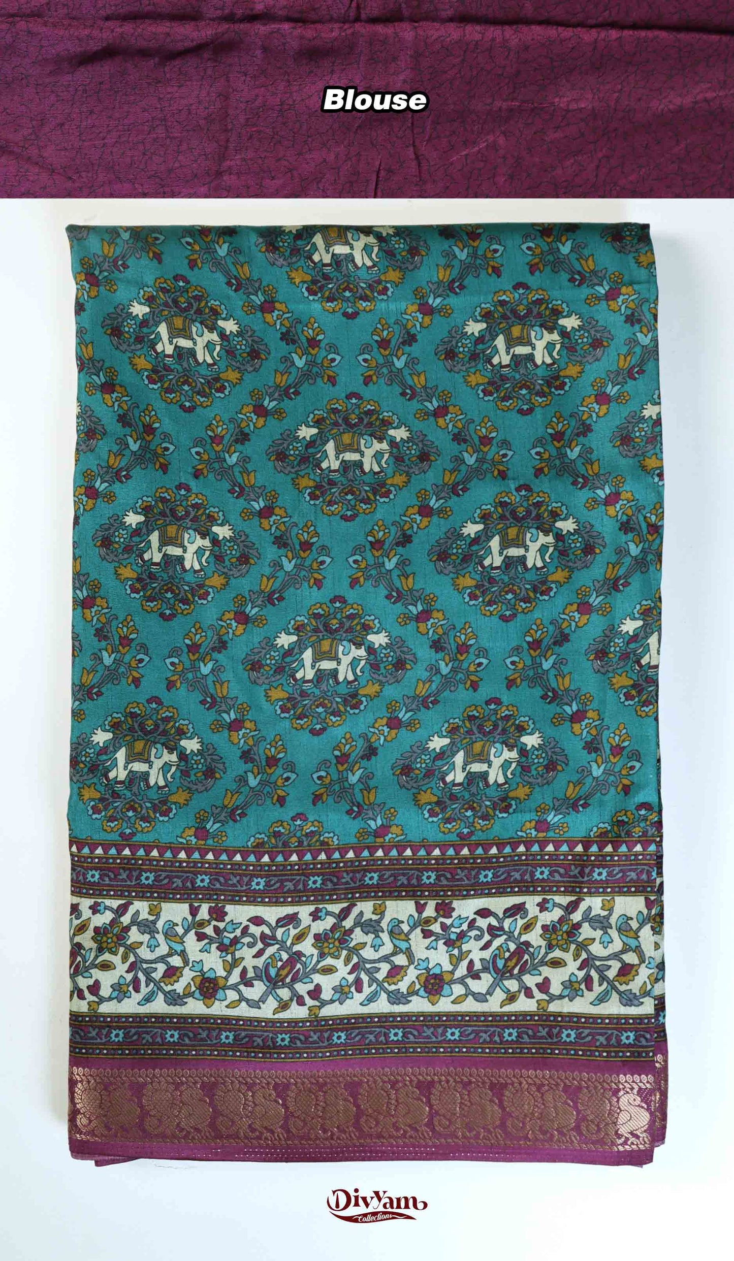 DC182 | Designer Maheshwari Silk Saree with Elephant Motifs & Kalamkari Border | New Color Combos