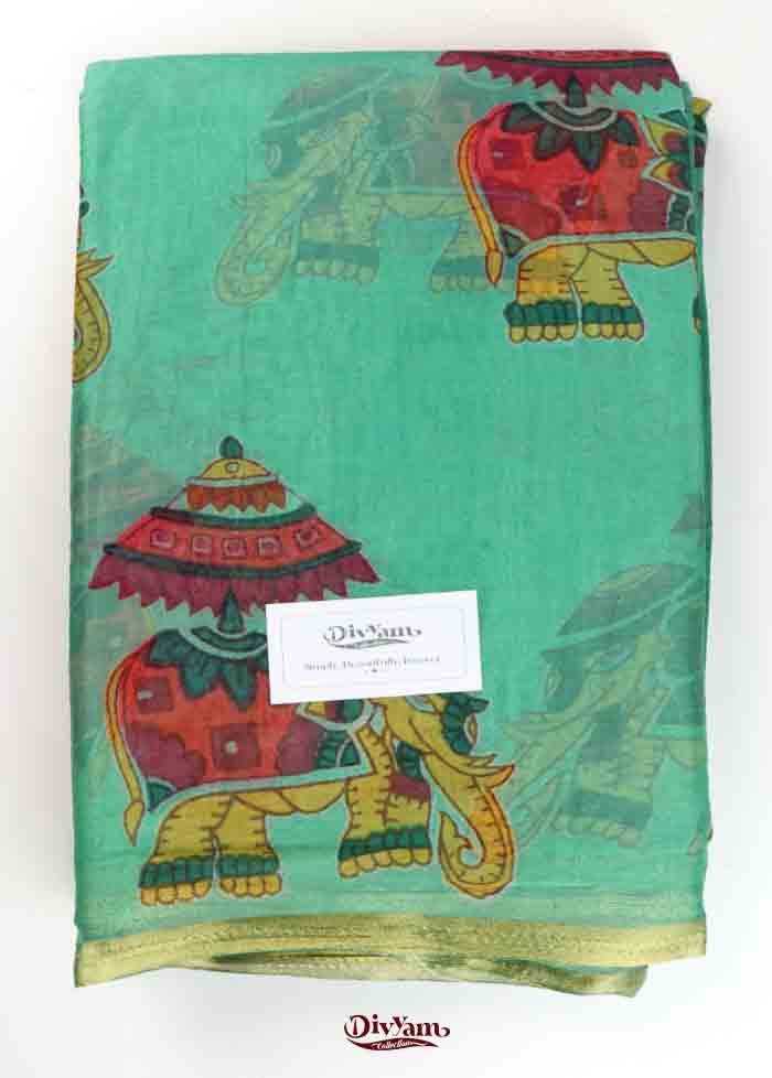 DC321  Lightweight Chiffon Saree with Kalamkari Designs