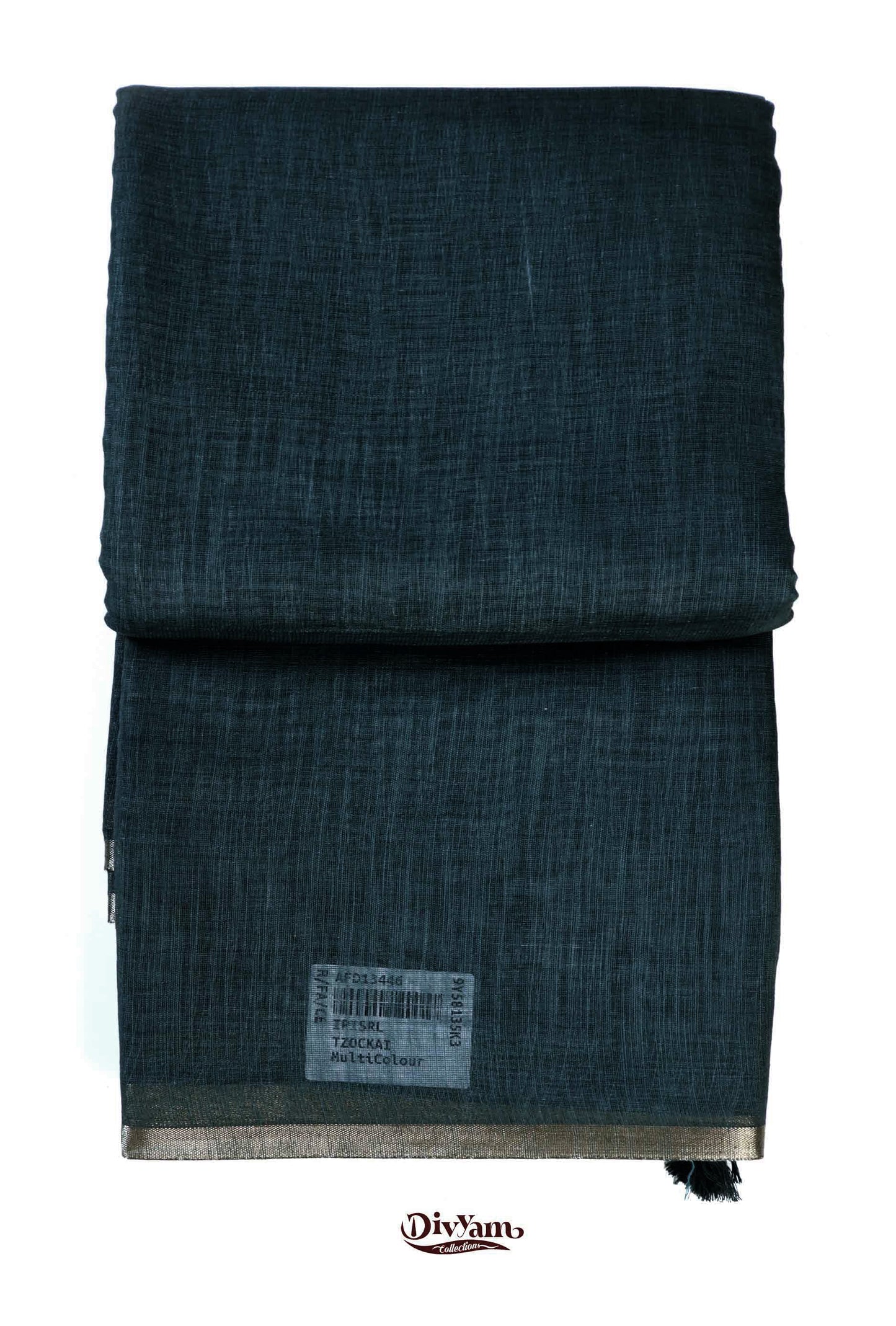 DC171 | Linen Cotton Saree with Gold Zari Stripe Border & Kalamkari Blouse | Soft Printed Collection