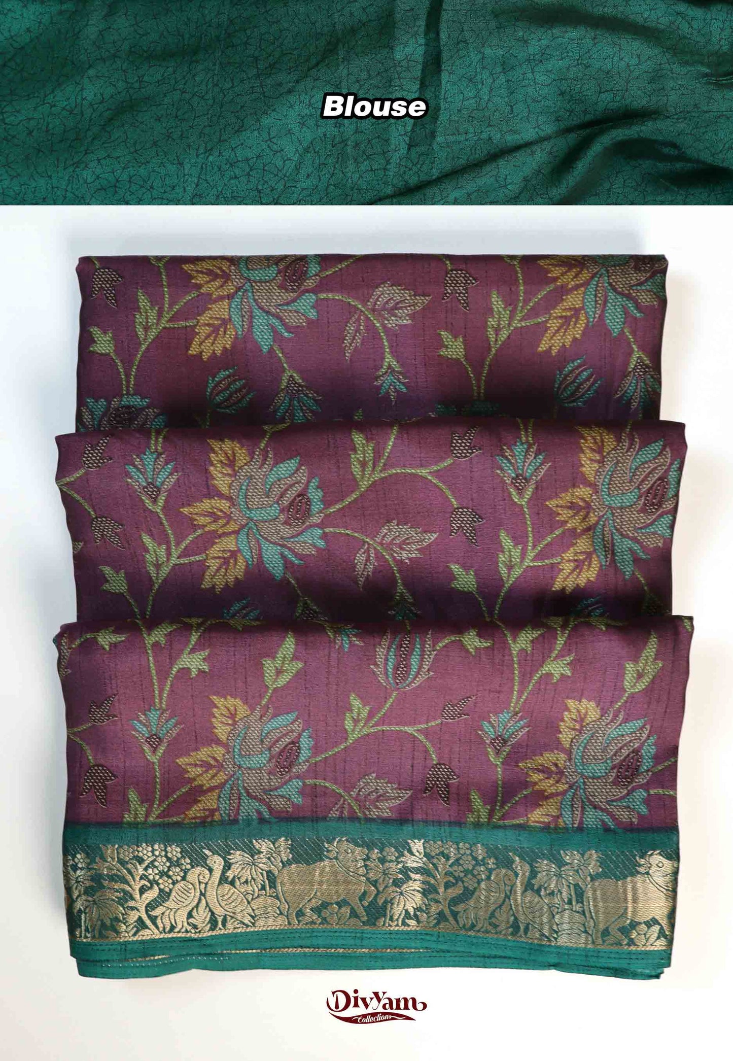 DC196 | Maheshwari Silk Floral Print Saree with Pichwai Jari Border