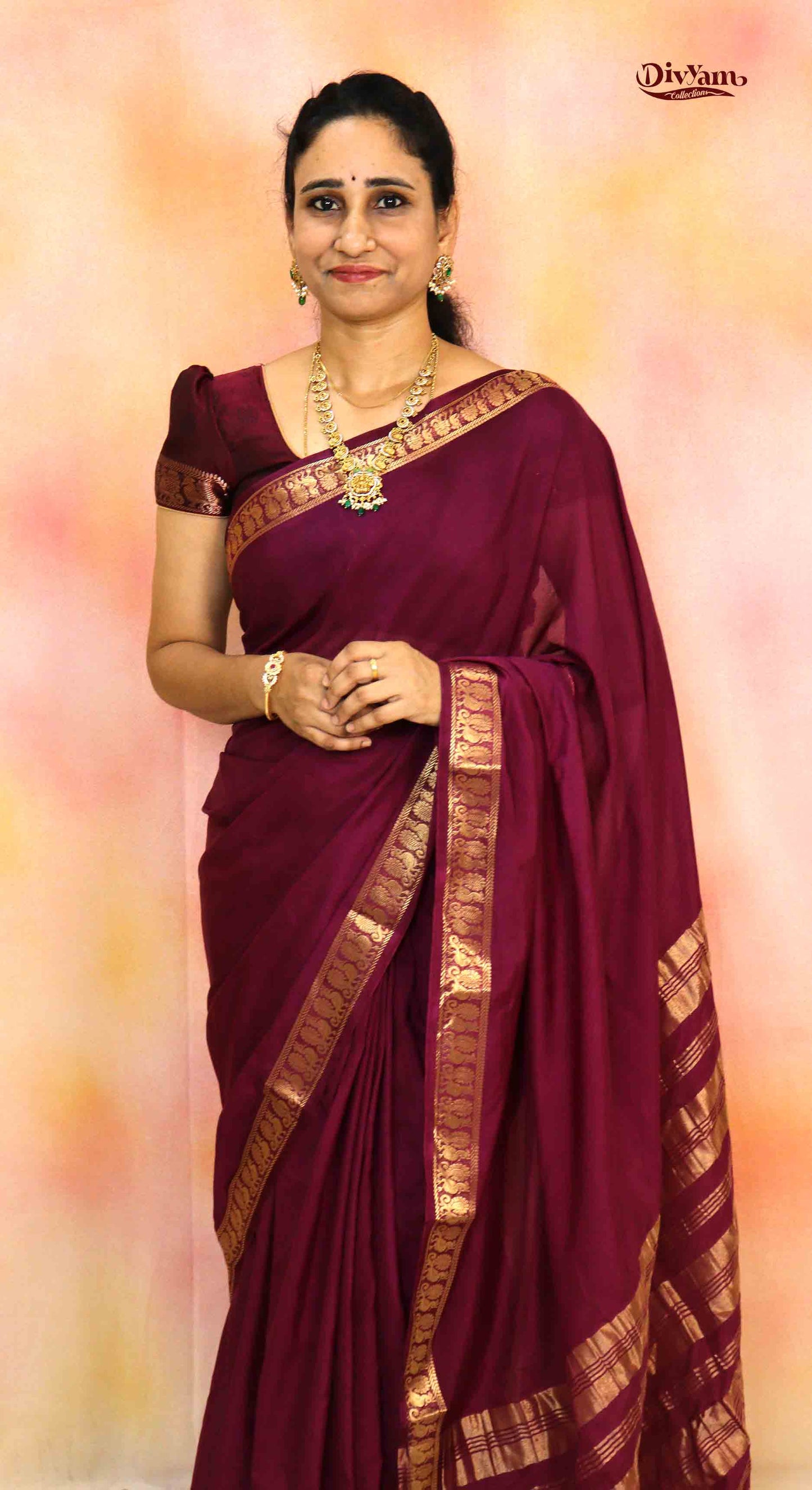 DC194 | Mysore Crepe Silk Saree with Rich Jari Border & Woven Pallu