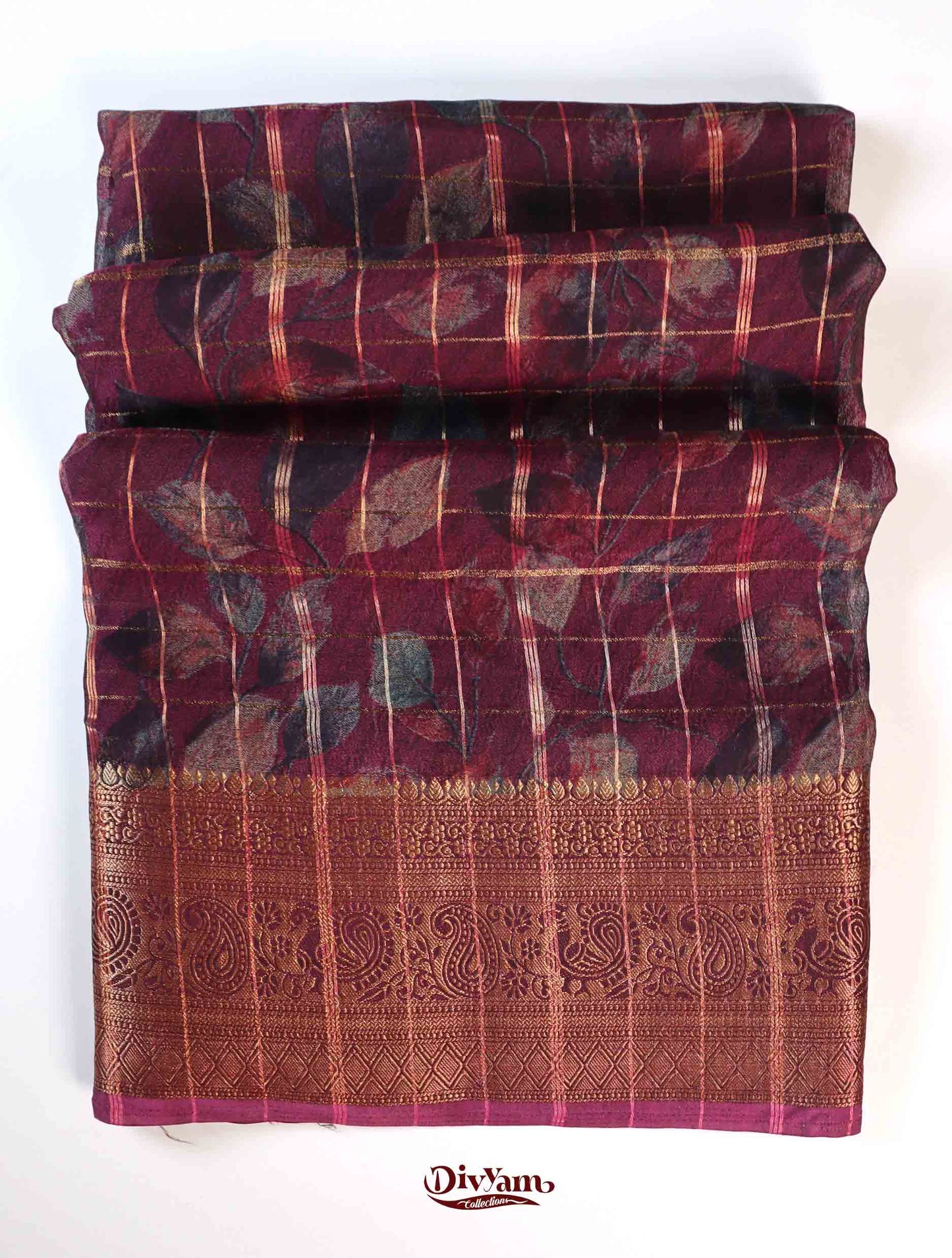 DC245 | Premium Viscose Georgette Saree with Zari Checks & Grand Border