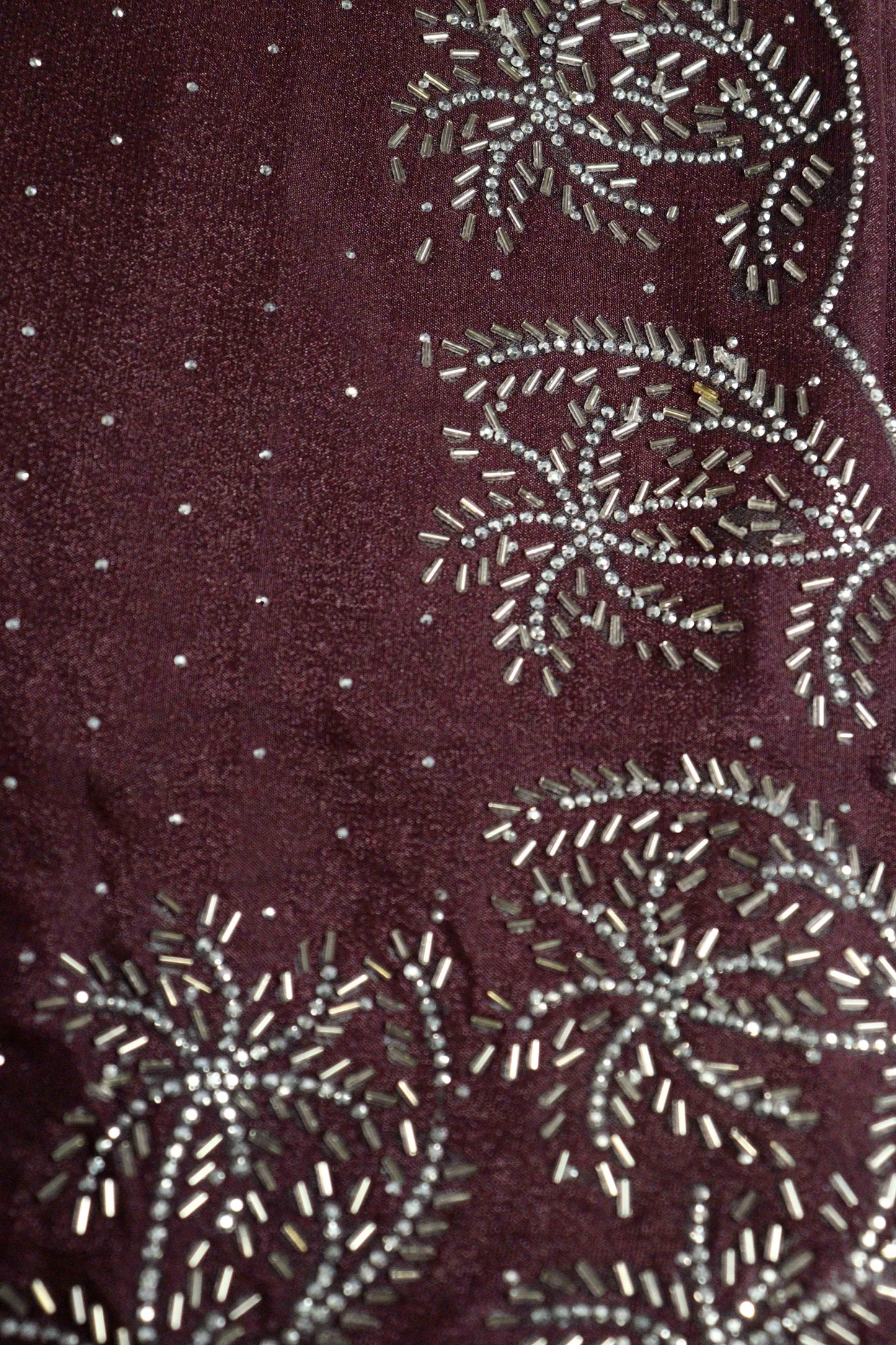 DCSS37 | Wine Stone Work Silk Saree with Swarovski & Aari Blouse