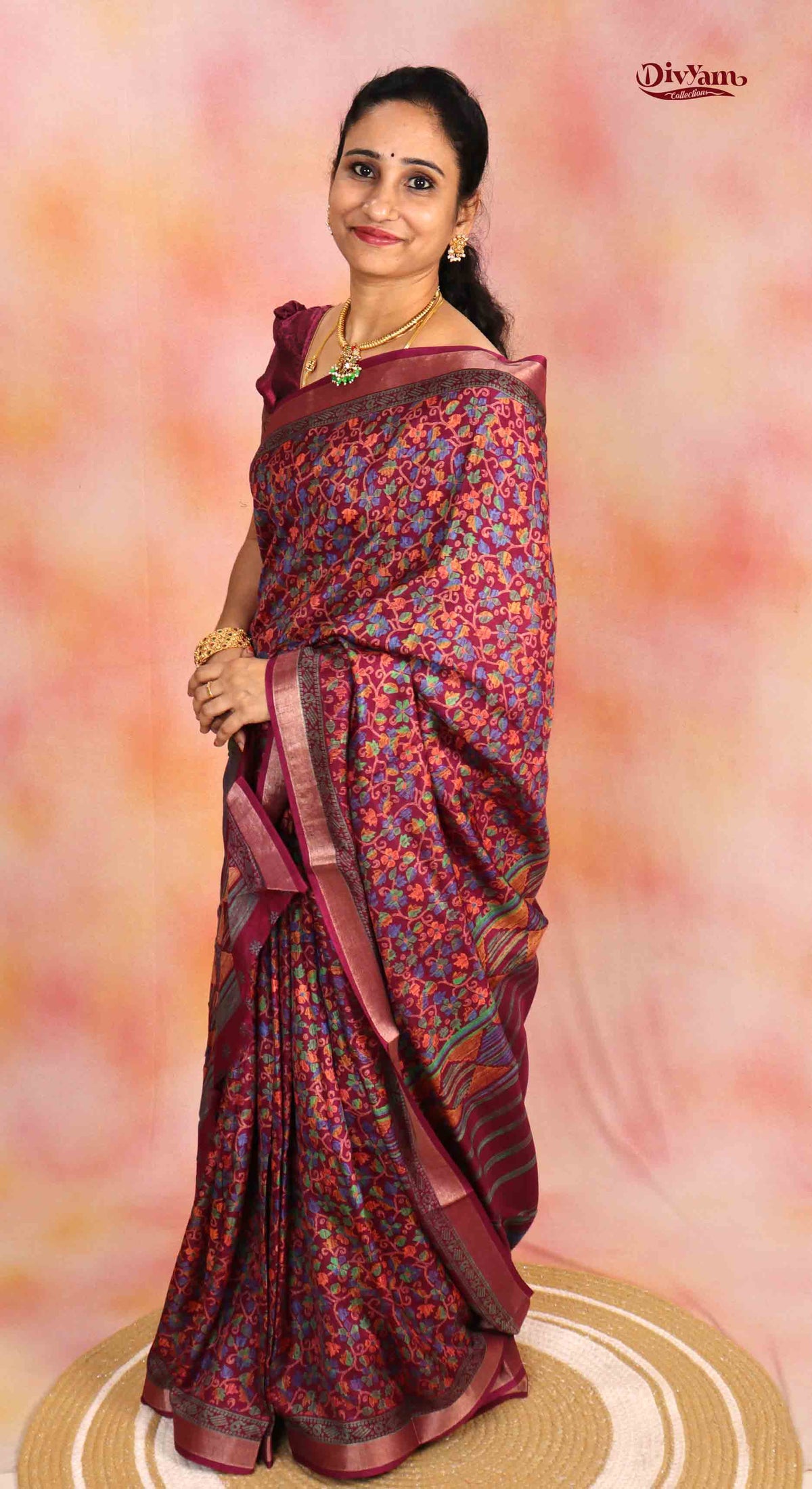 DC317 | Soft Fancy Silk Saree with Floral Design & Running Blouse