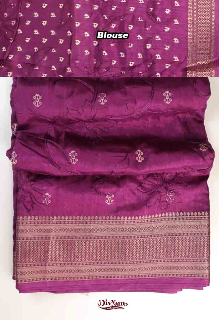 DC311 | Semi Jutti Silk Saree with Self-Colour Embroidery, Motif Print & Jacquard Border