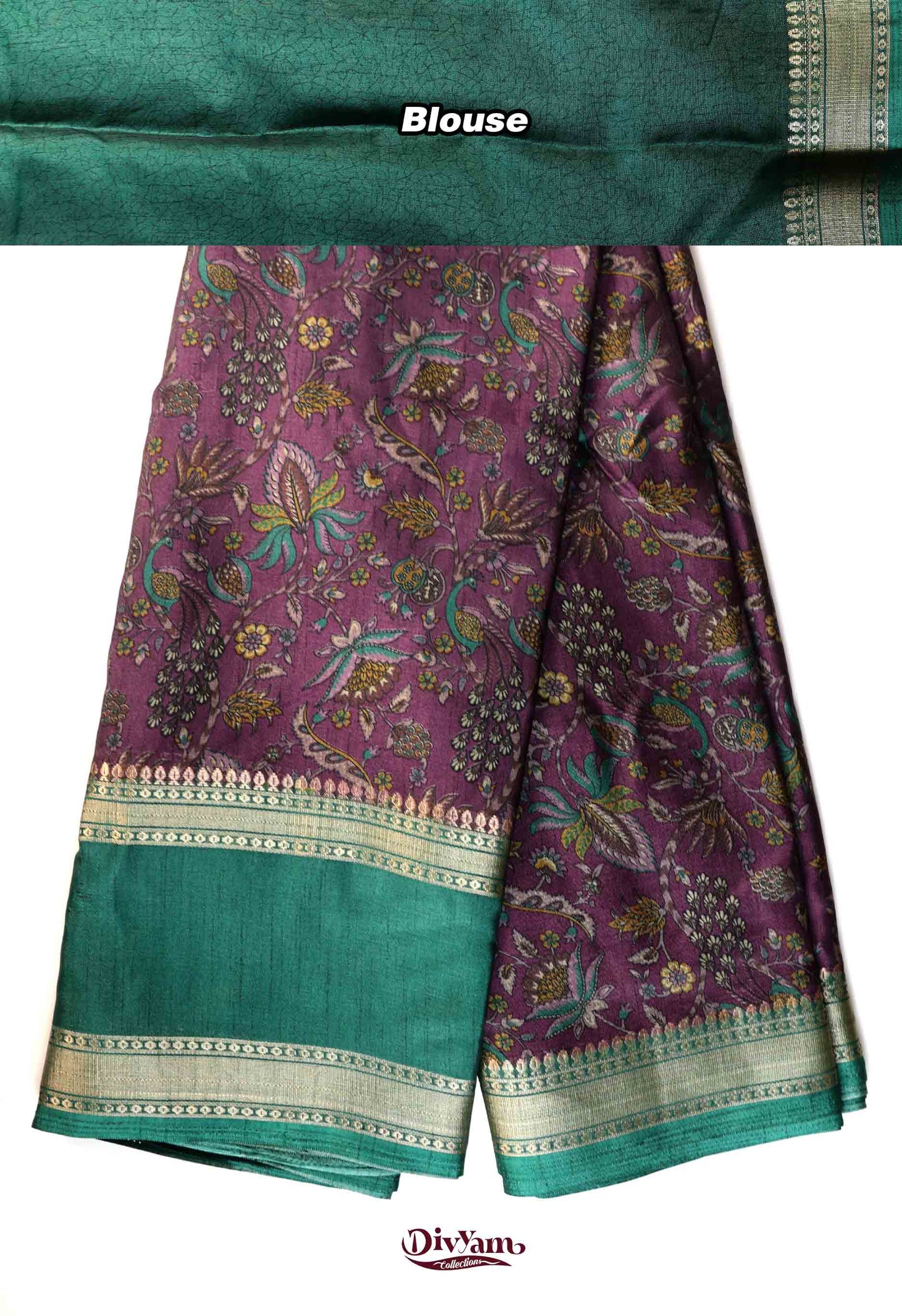 DC266 | Maheshwari Silk Saree with Kalamkari Design & Gap Border