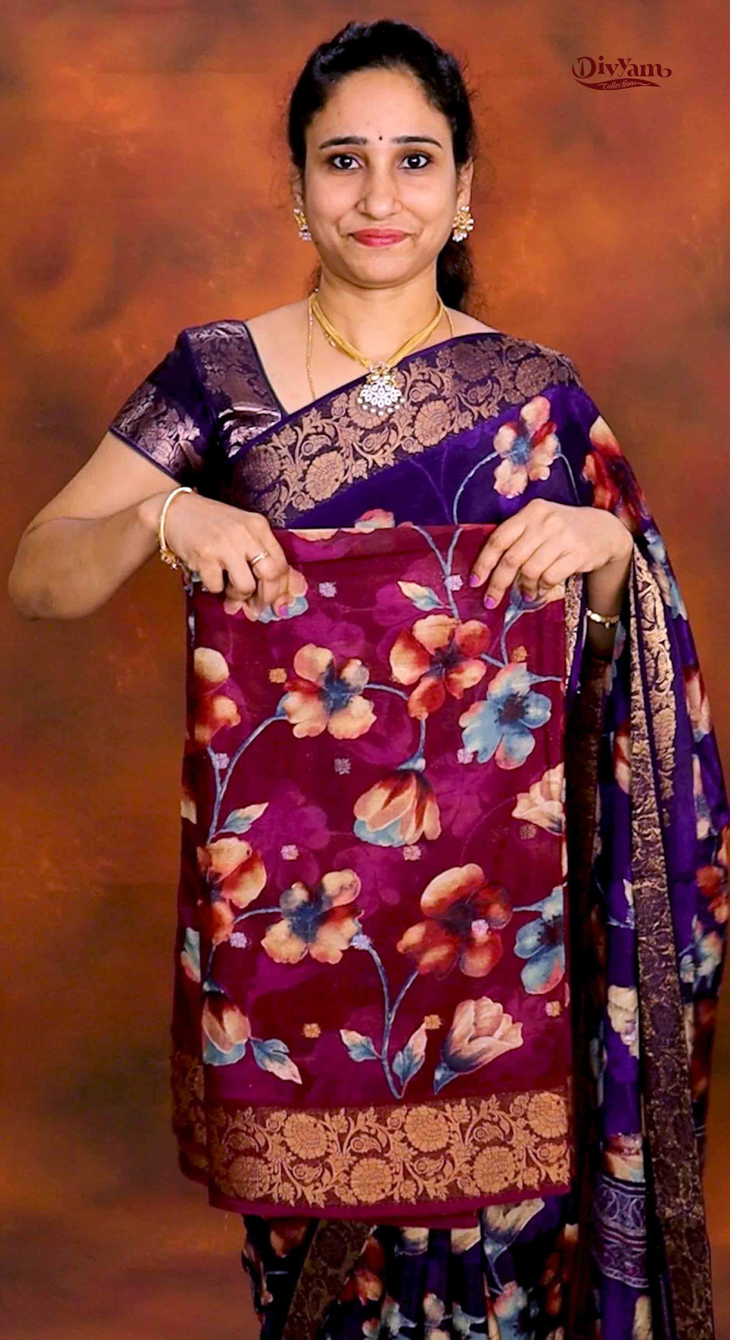 DC235 | Pure Crepe Saree with Floral Design & Heavy Zari Weaving | Elegant Party Wear