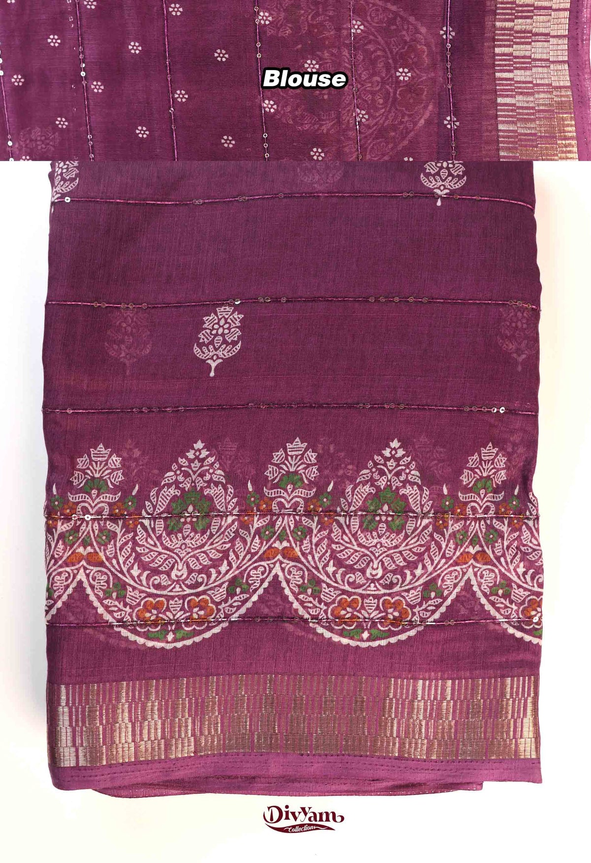 DC290 | Fancy Silk Saree with All-Over Sequin Embroidery & Running Blouse