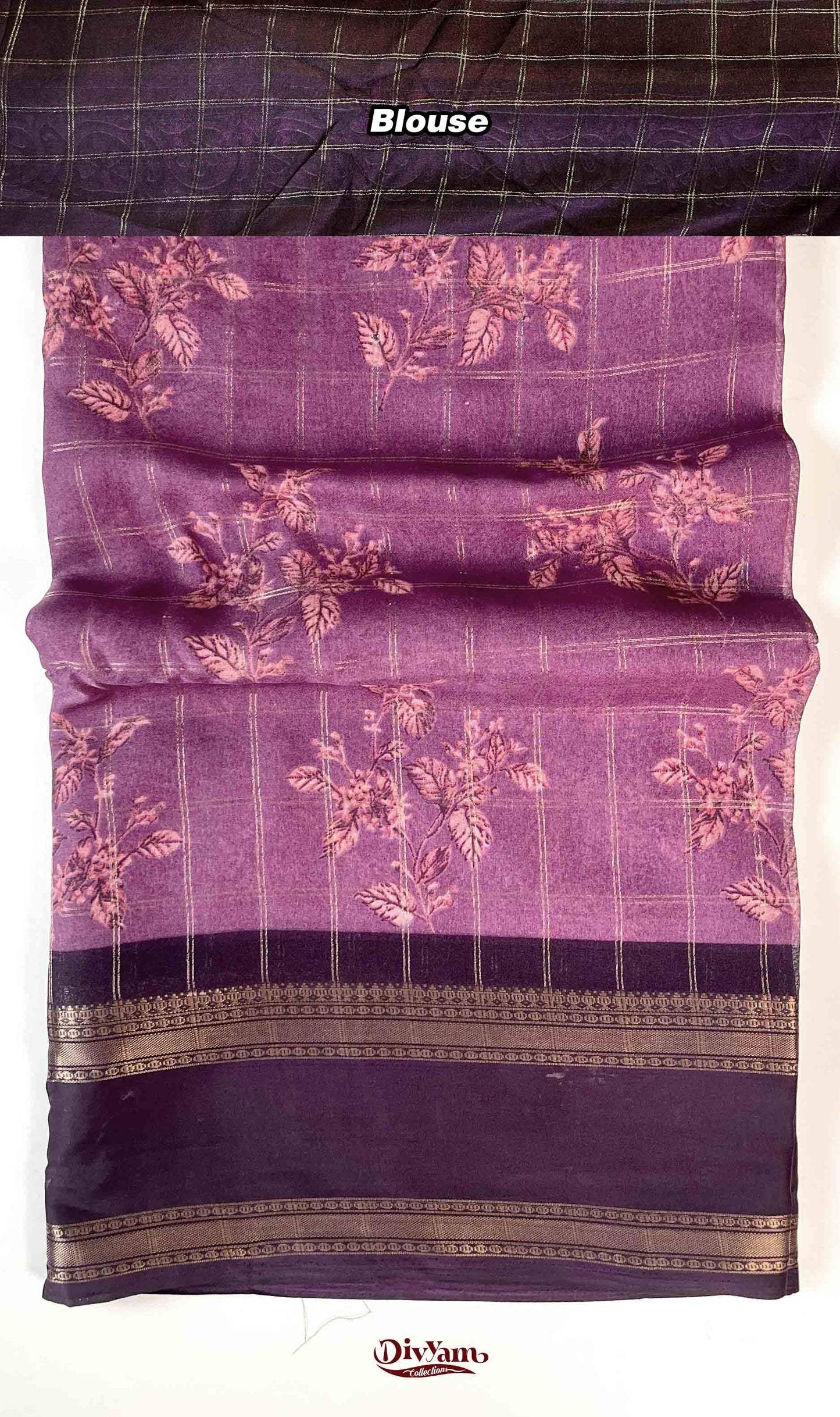 DC187 | Fancy Soft Georgette Saree with All Over Zari Checks & Contrast Border | Flowing Drapes Collection