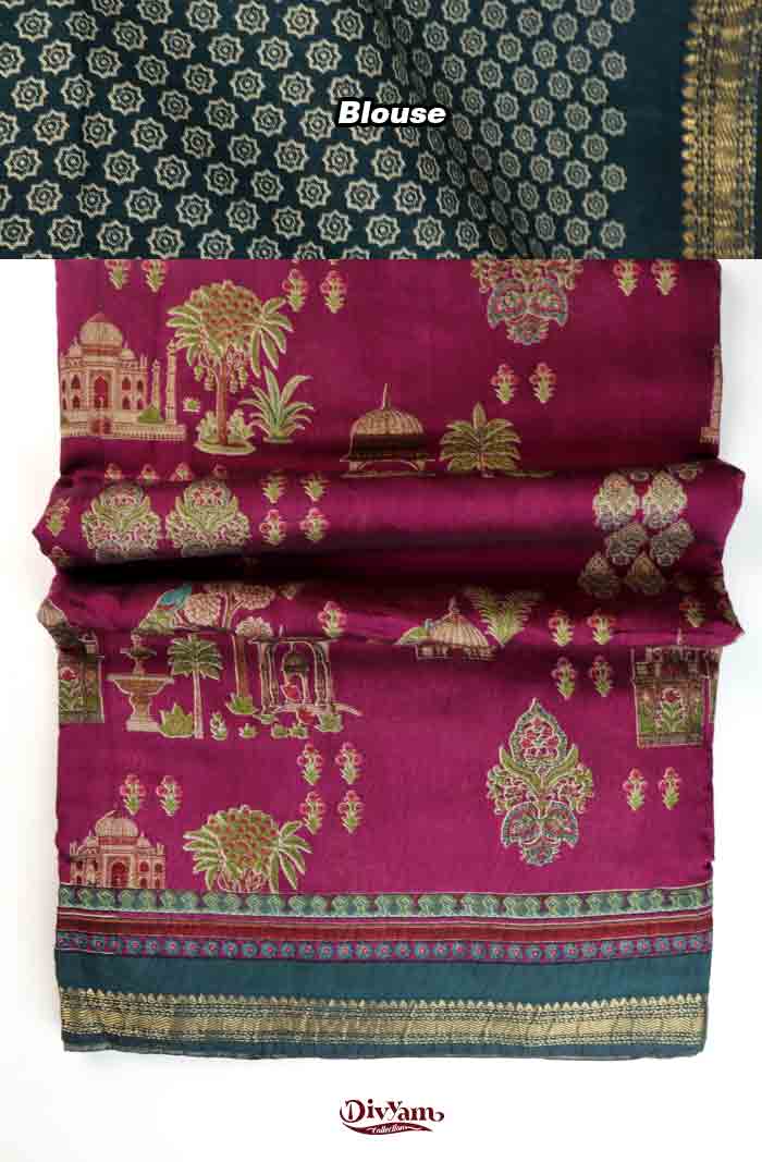 DC323 | Mangalagiri Silk Saree with Crushed Texture & Kalamkari Design