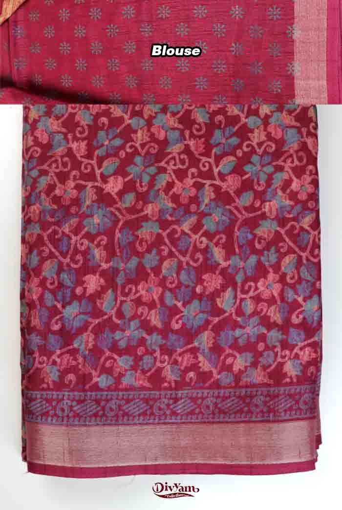 DC317 | Soft Fancy Silk Saree with Floral Design & Running Blouse