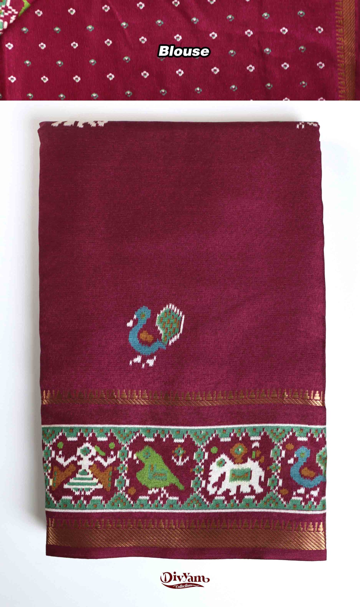 DC238 | Soft Silk Saree with Patola Design & Zari Temple Gap Border