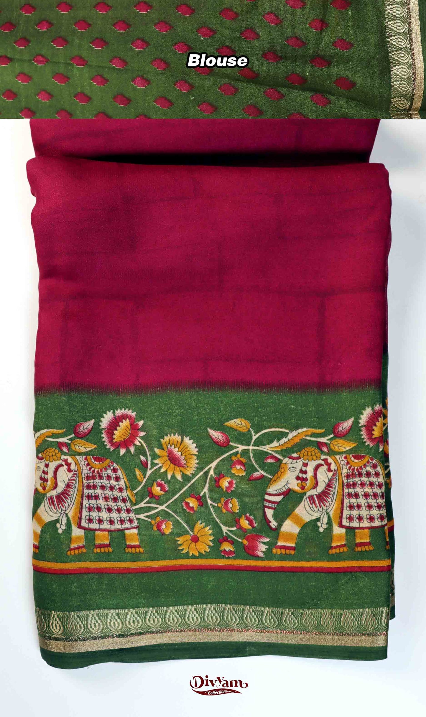 DC222 | Semi Viscose Georgette Saree with Zari Temple Border