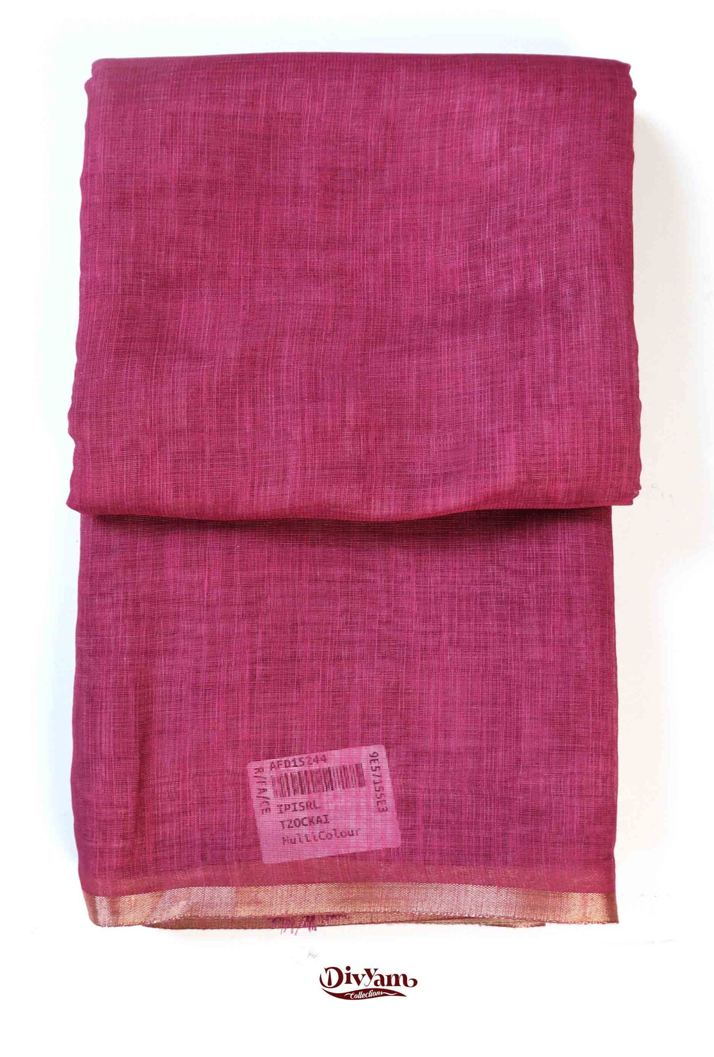 DC171 | Linen Cotton Saree with Gold Zari Stripe Border & Kalamkari Blouse | Soft Printed Collection