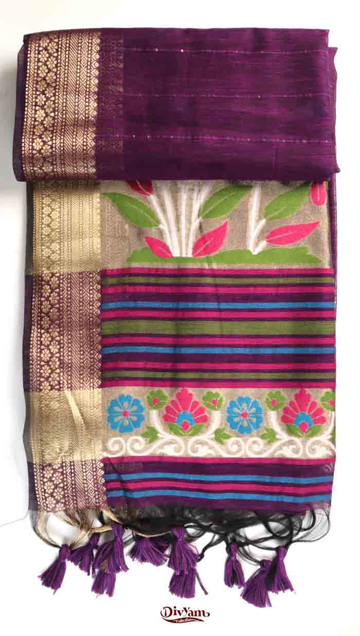 DC325 | Linen Jamdani Saree with Meenakari Paithani-Inspired Design