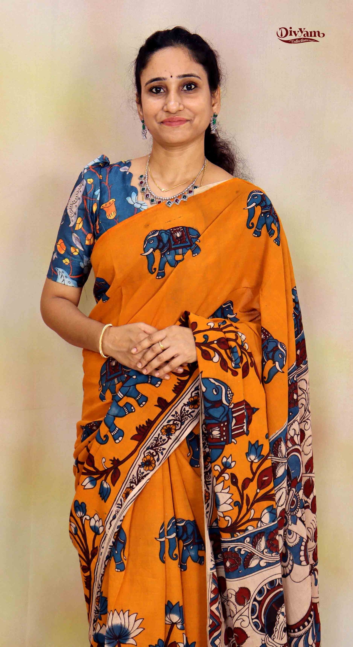 DC229 | Cotton Kalamkari Saree with Running Blouse