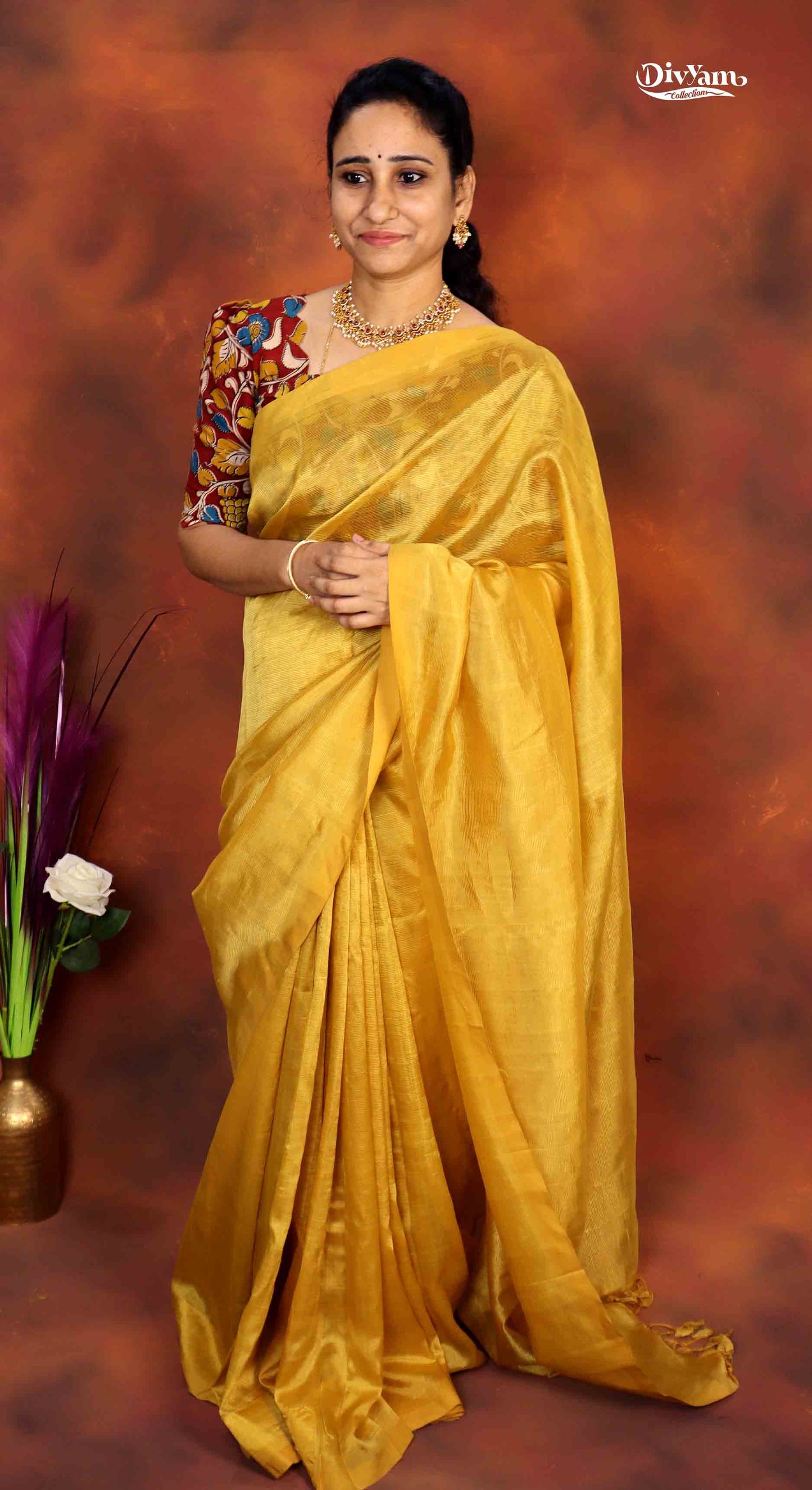 Pure Handloom Saree with Extra Kalamkari Blouse | Premium Handwoven Saree | DC243