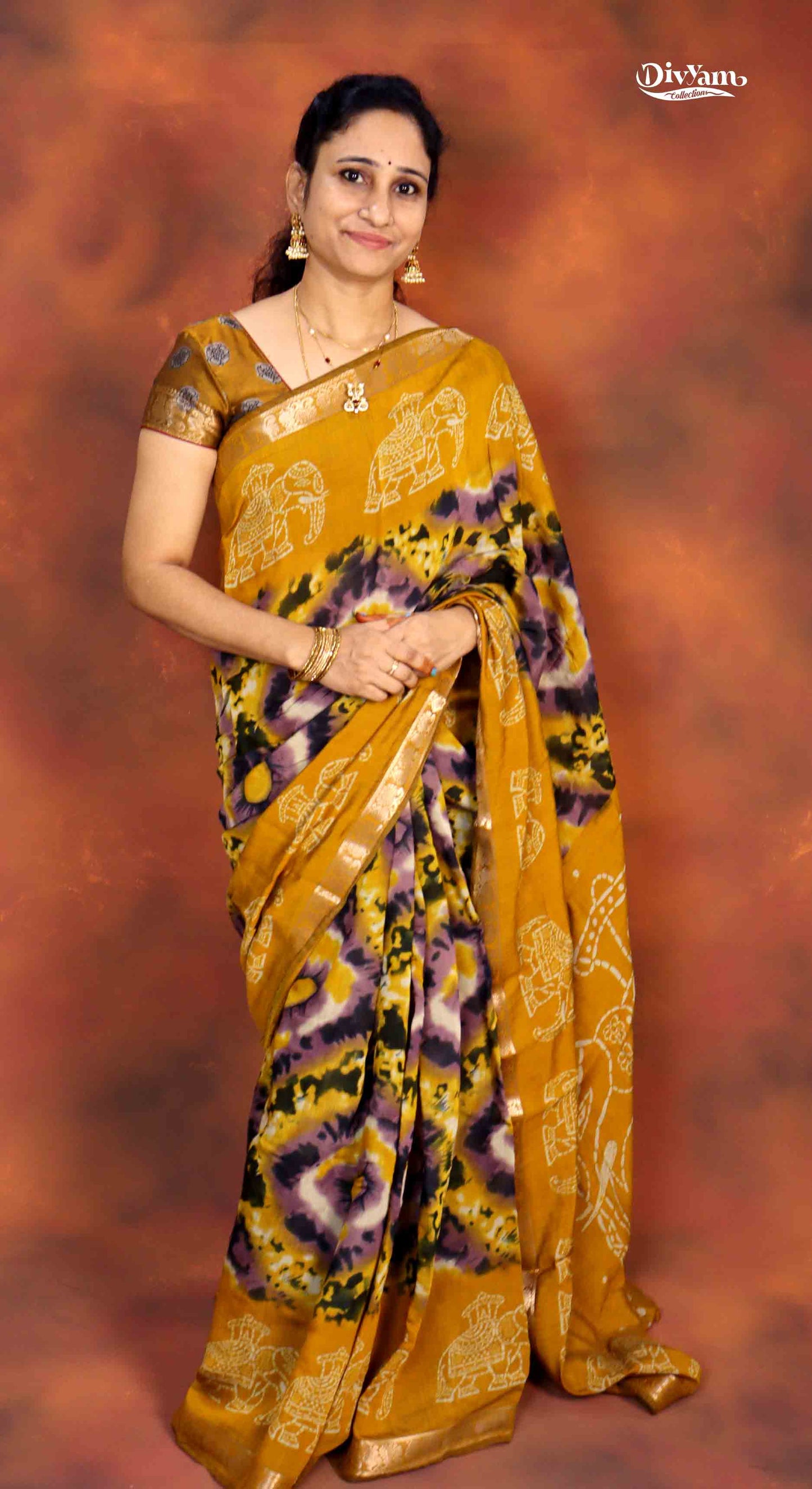 Mangalagiri Silk Saree with Shibori Print & Running Blouse | DC250