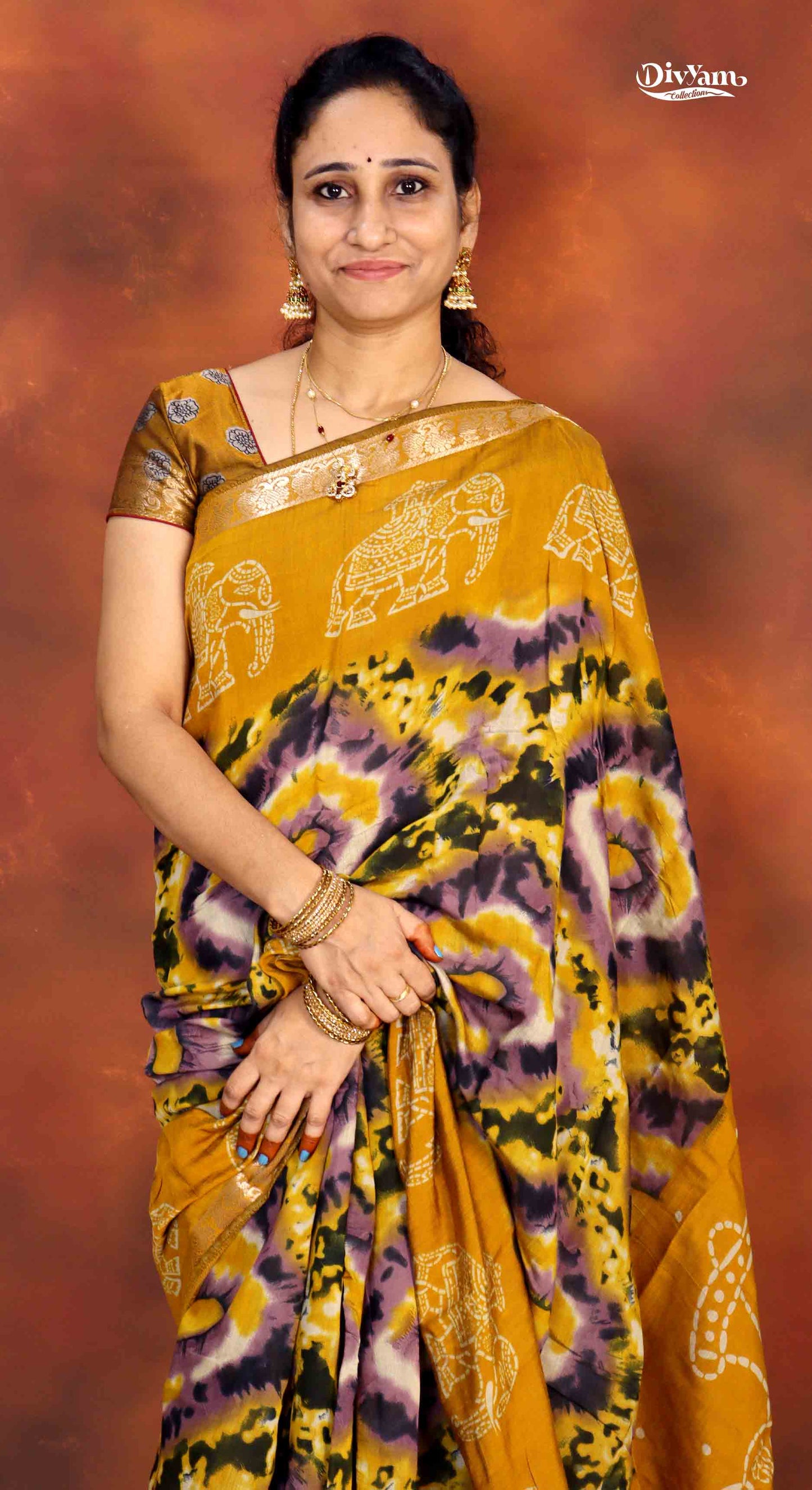 Mangalagiri Silk Saree with Shibori Print & Running Blouse | DC250